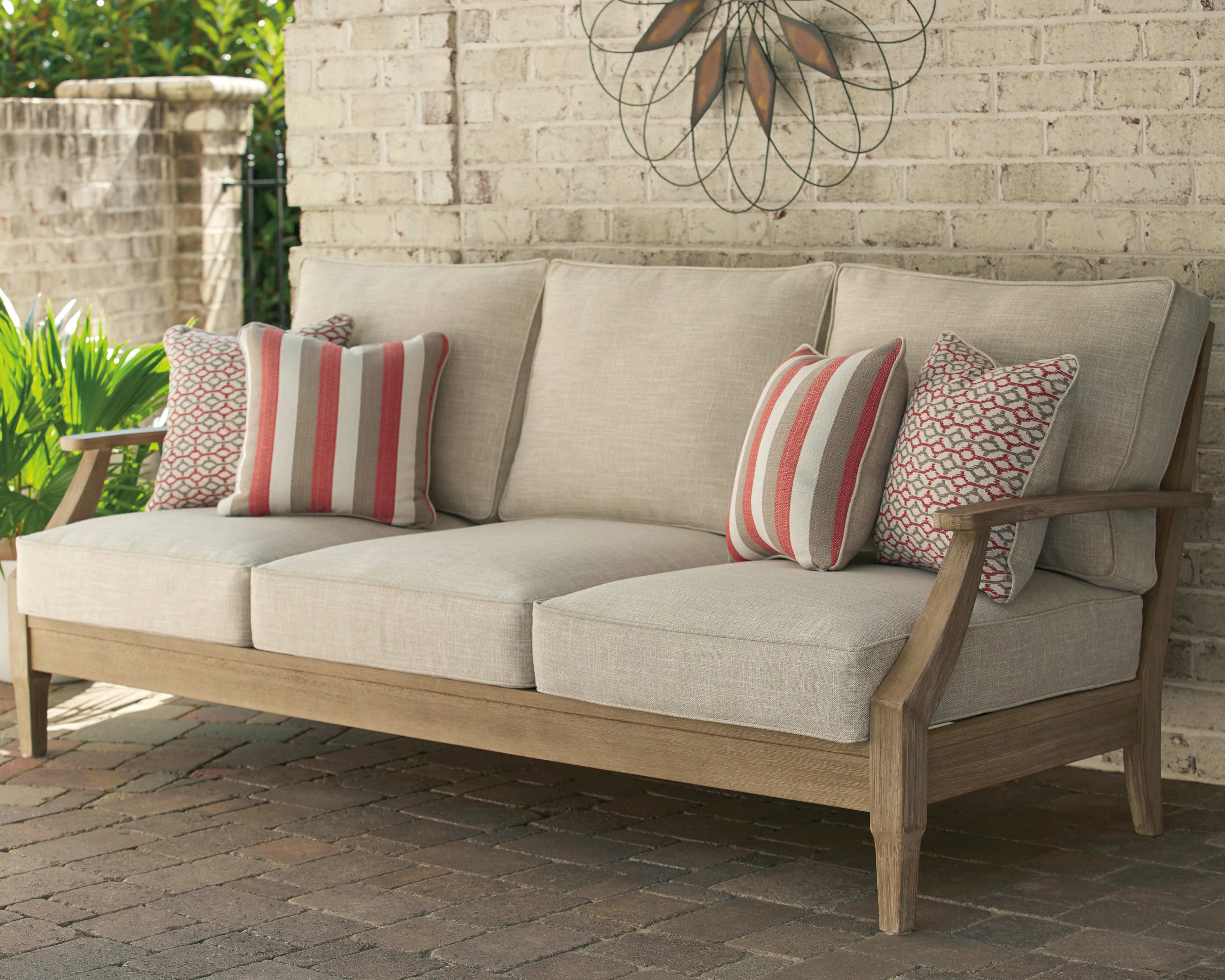 Clare View Beige Outdoor Sofa, Loveseat and Lounge Chair - Image 17