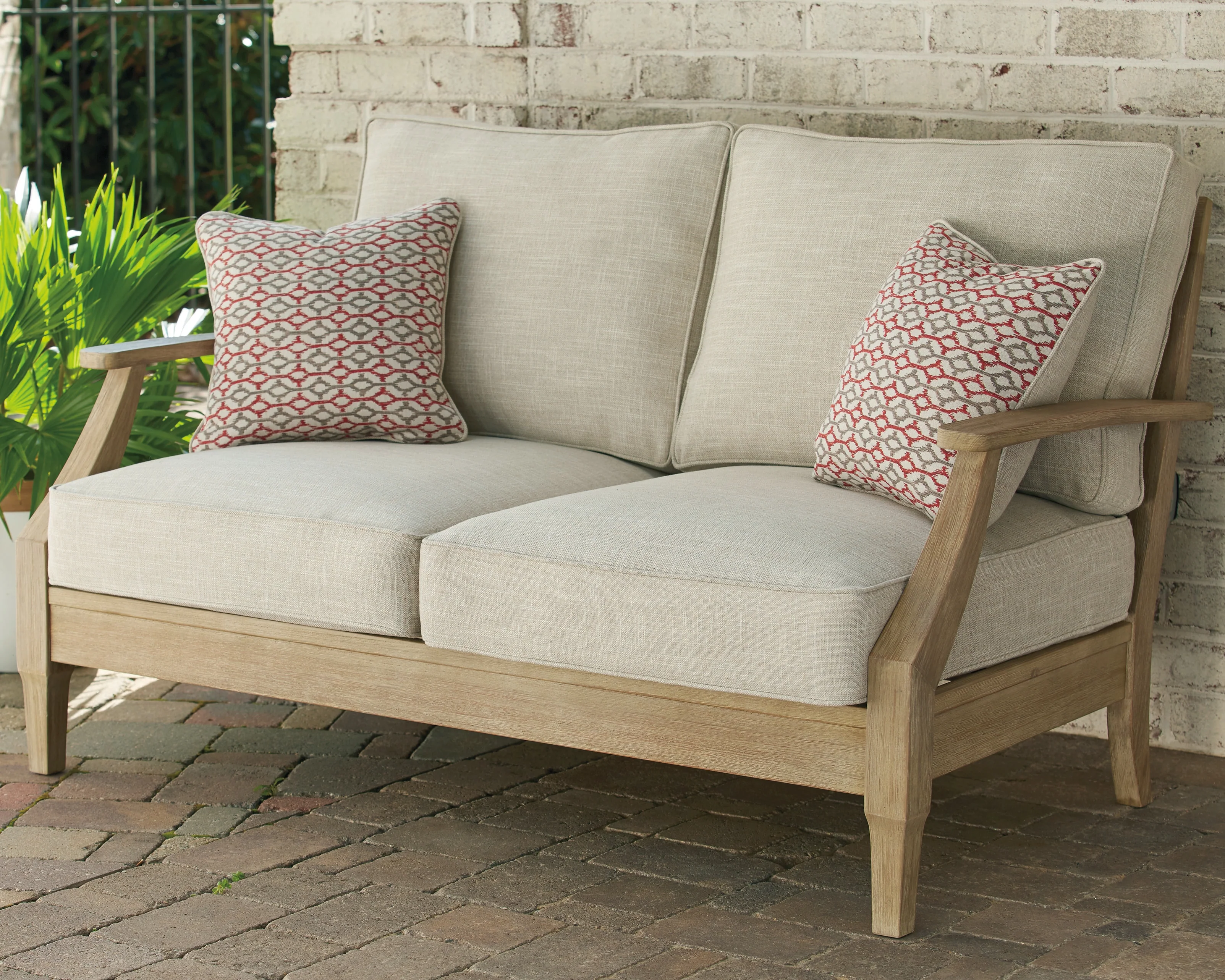 Clare View Beige Outdoor Sofa, Loveseat and Lounge Chair - Image 18