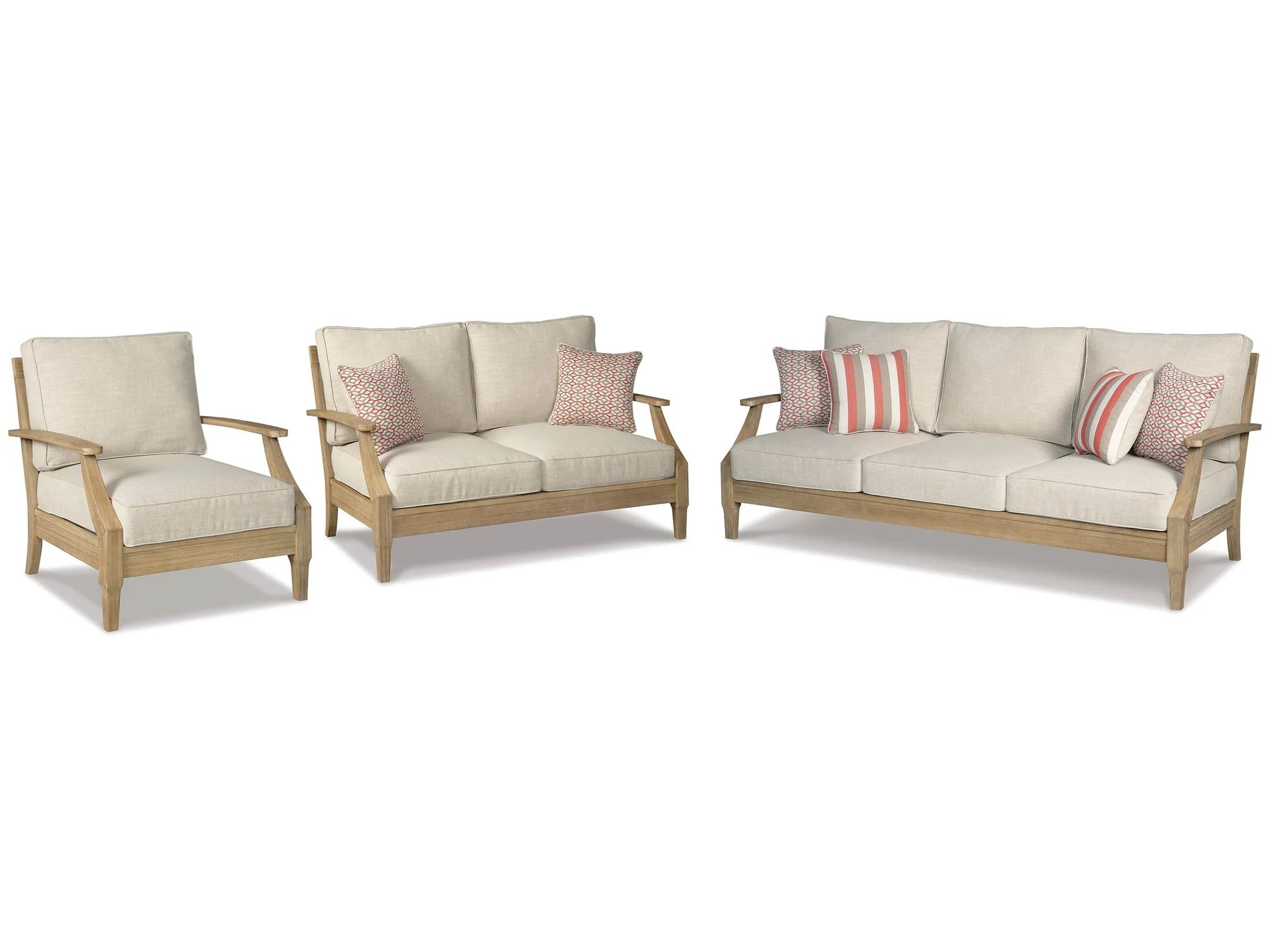 Clare View Beige Outdoor Sofa, Loveseat and Lounge Chair - Image 4