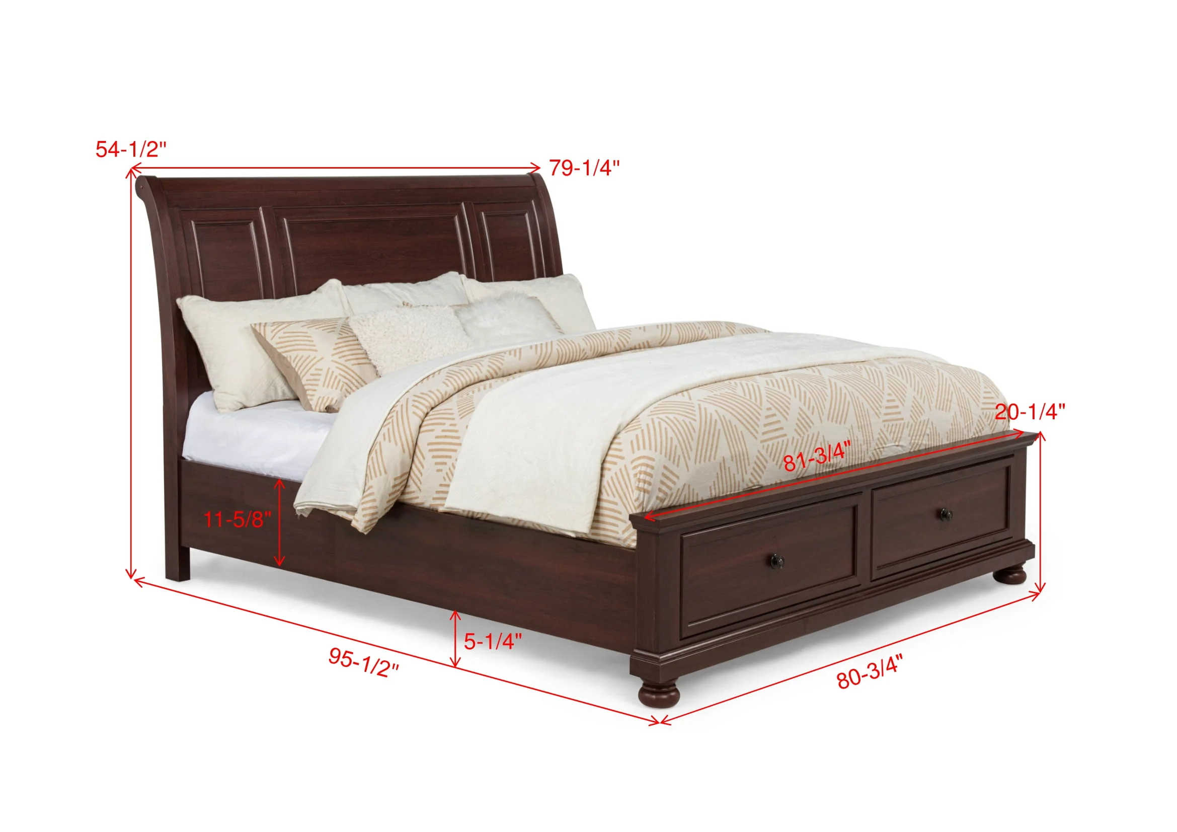 Claribelle Cherry King Storage Sleigh Bed - Image 4
