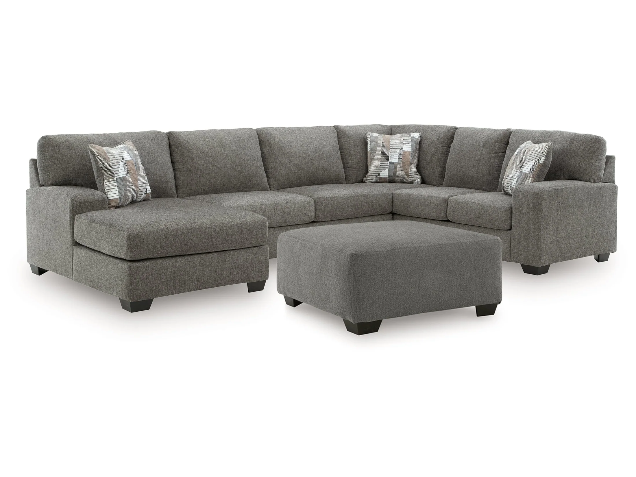Clarington Greystone 3-Piece Sectional and Oversized Ottoman