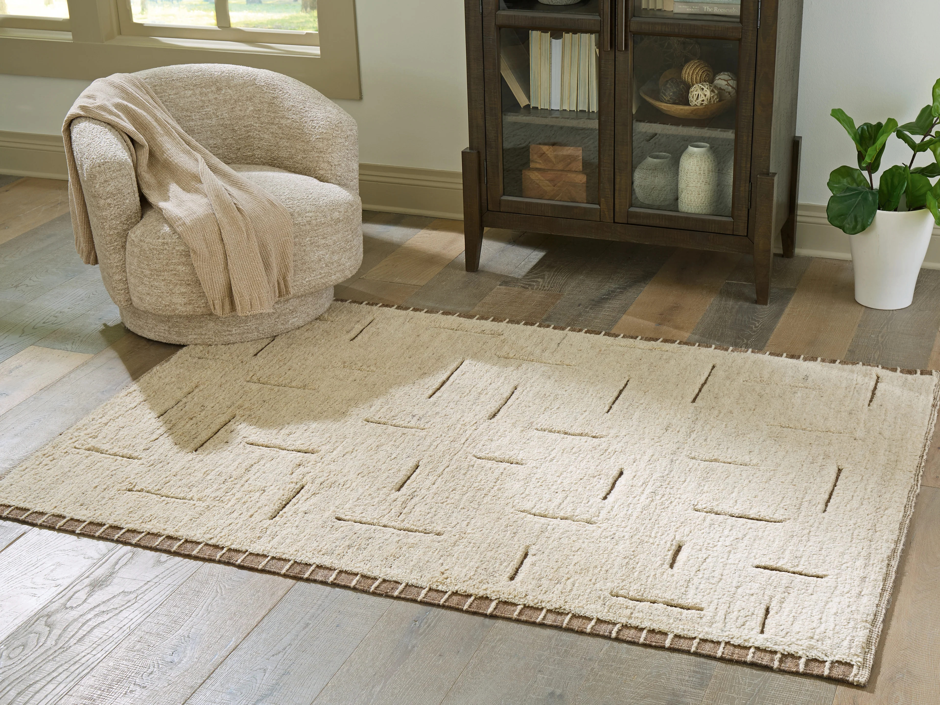 Clayman Beige/Brown Medium Rug (Online Special Price)