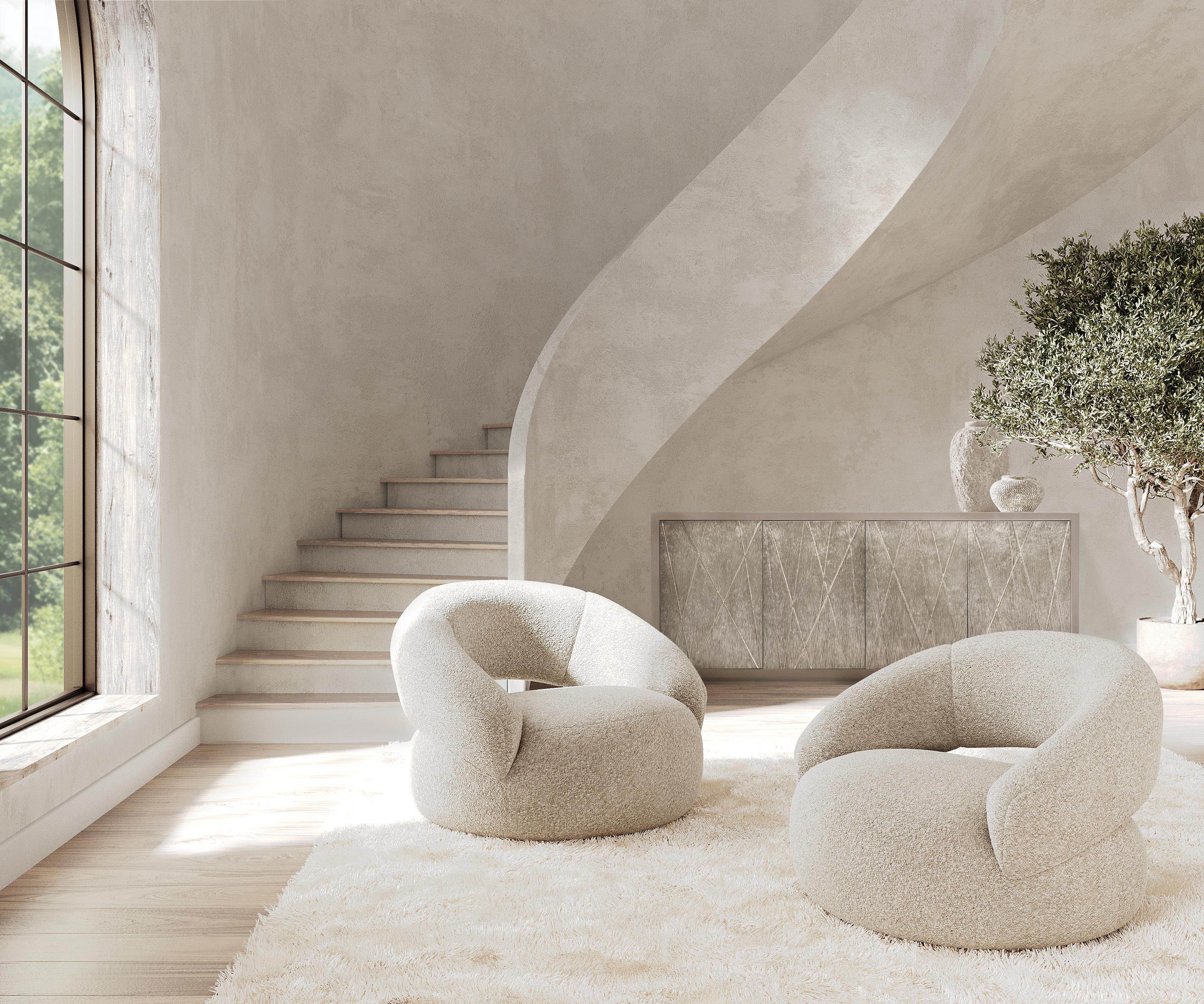 Cleo Beige/Tan Fabric Swivel Chair - Image 6