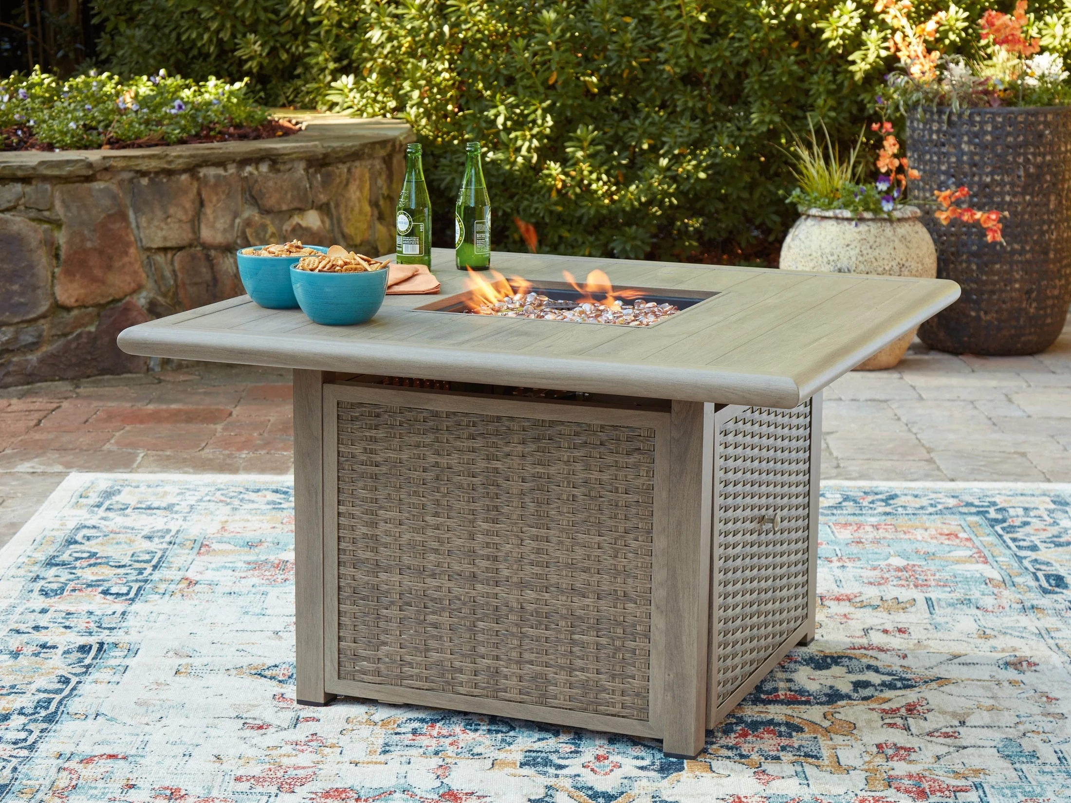 Cliff Trails Beige Fire Pit Table (Online Special Price)