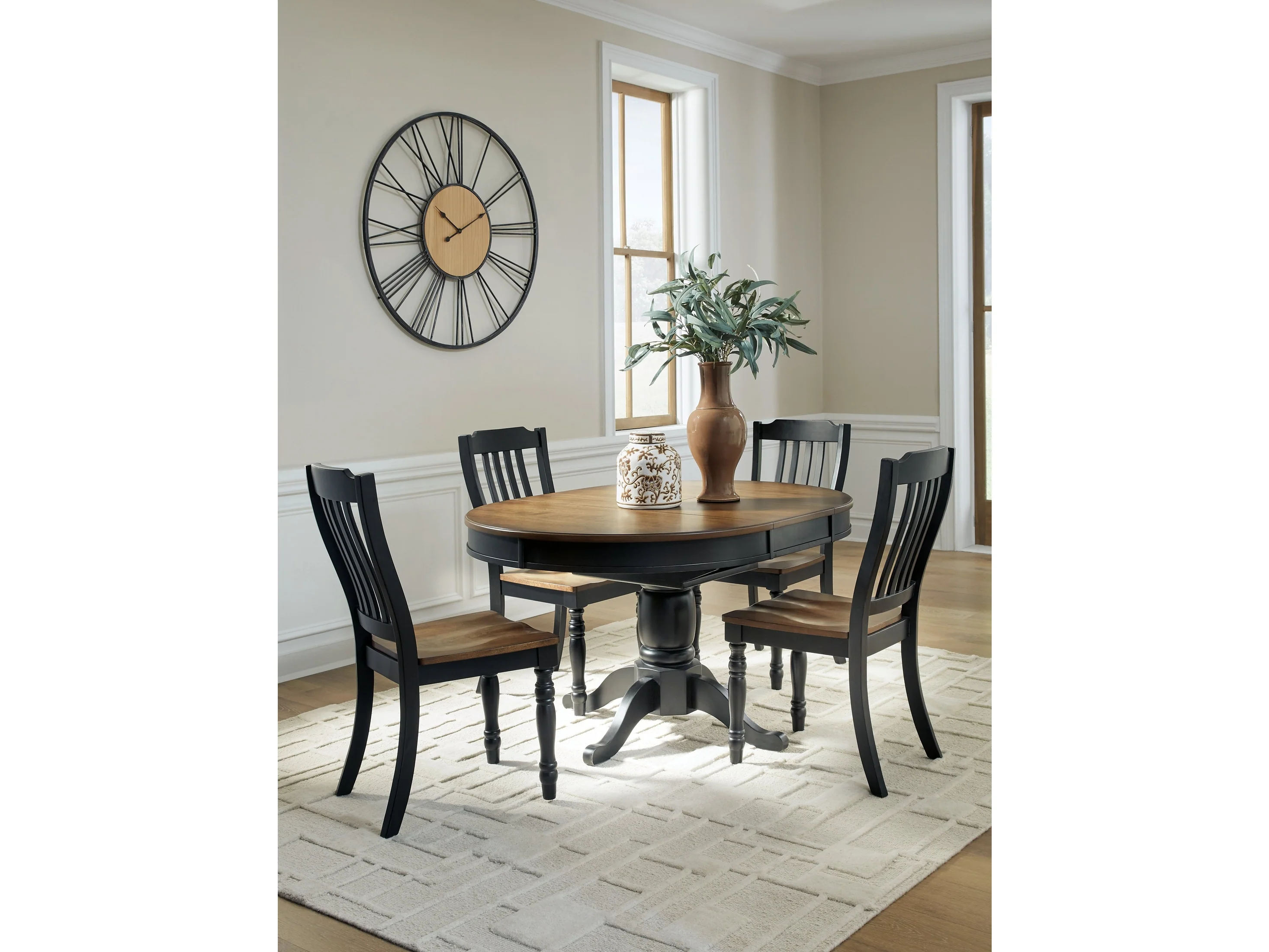 Clorazi Black/Brown Extension Dining Table and 4 Chairs