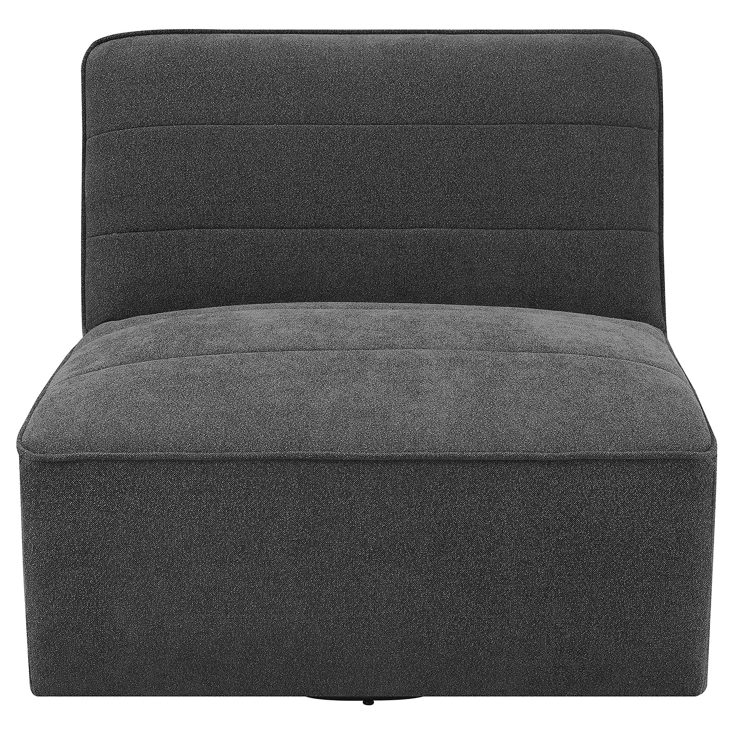 Cobie Dark Charcoal Upholstered Armless Swivel Chair - Image 3