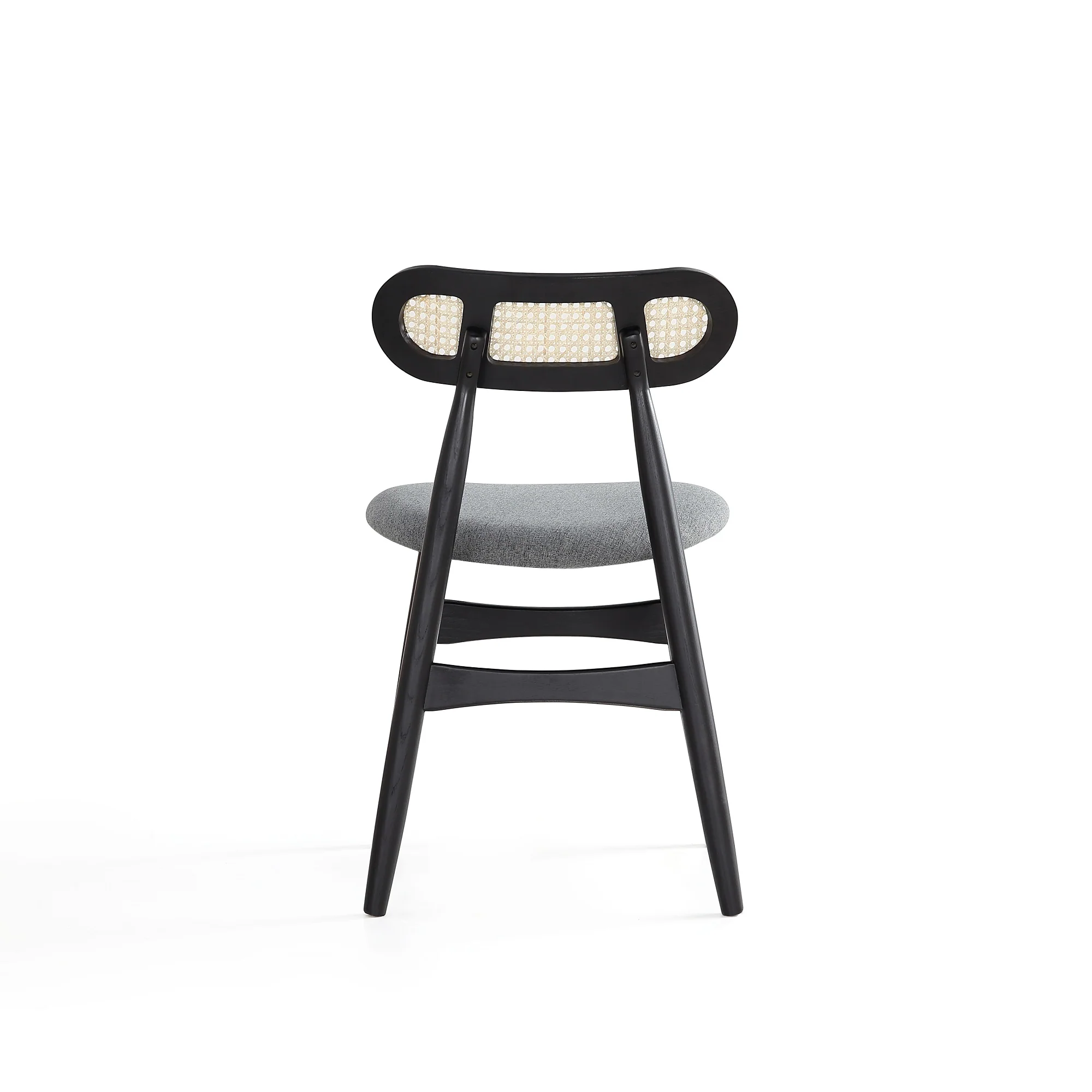 Colbert Dining Chair in Black and Cane with Grey Upholstered Seating (set of 4) - Image 7