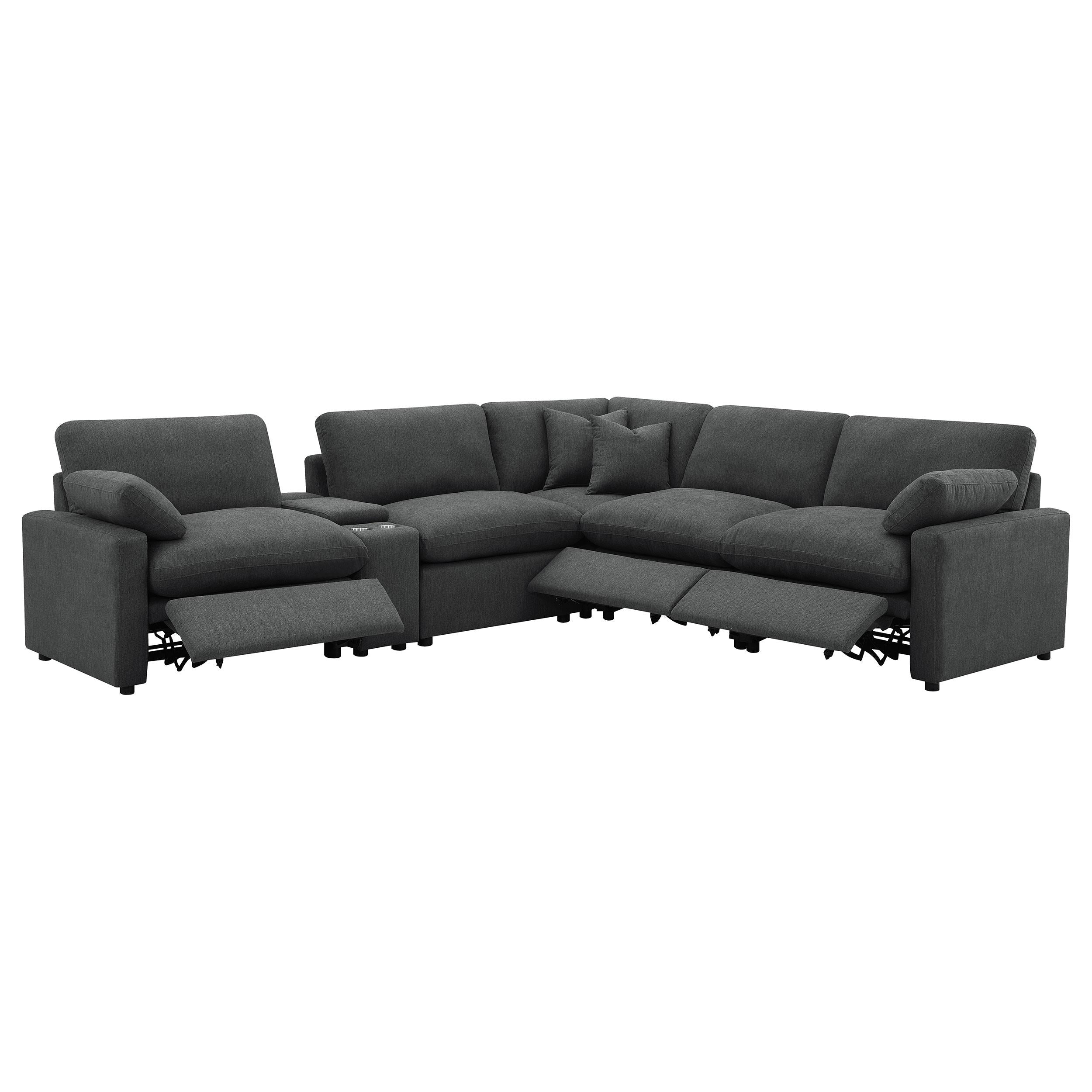 Collins Dark Grey 6-piece Modular Power Reclining Sectional - Image 4