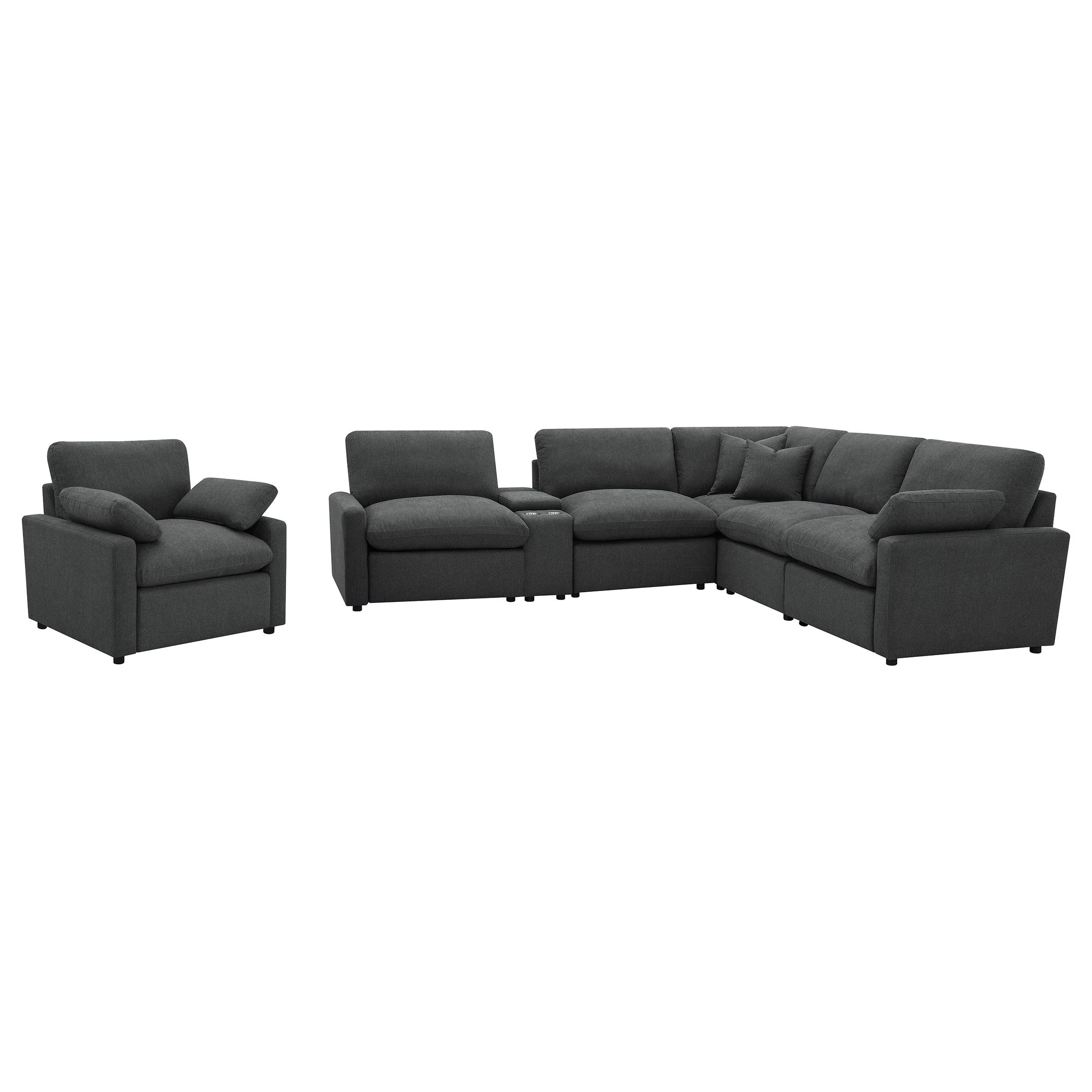 Collins Dark Grey 6-piece Modular Power Reclining Sectional - Image 7