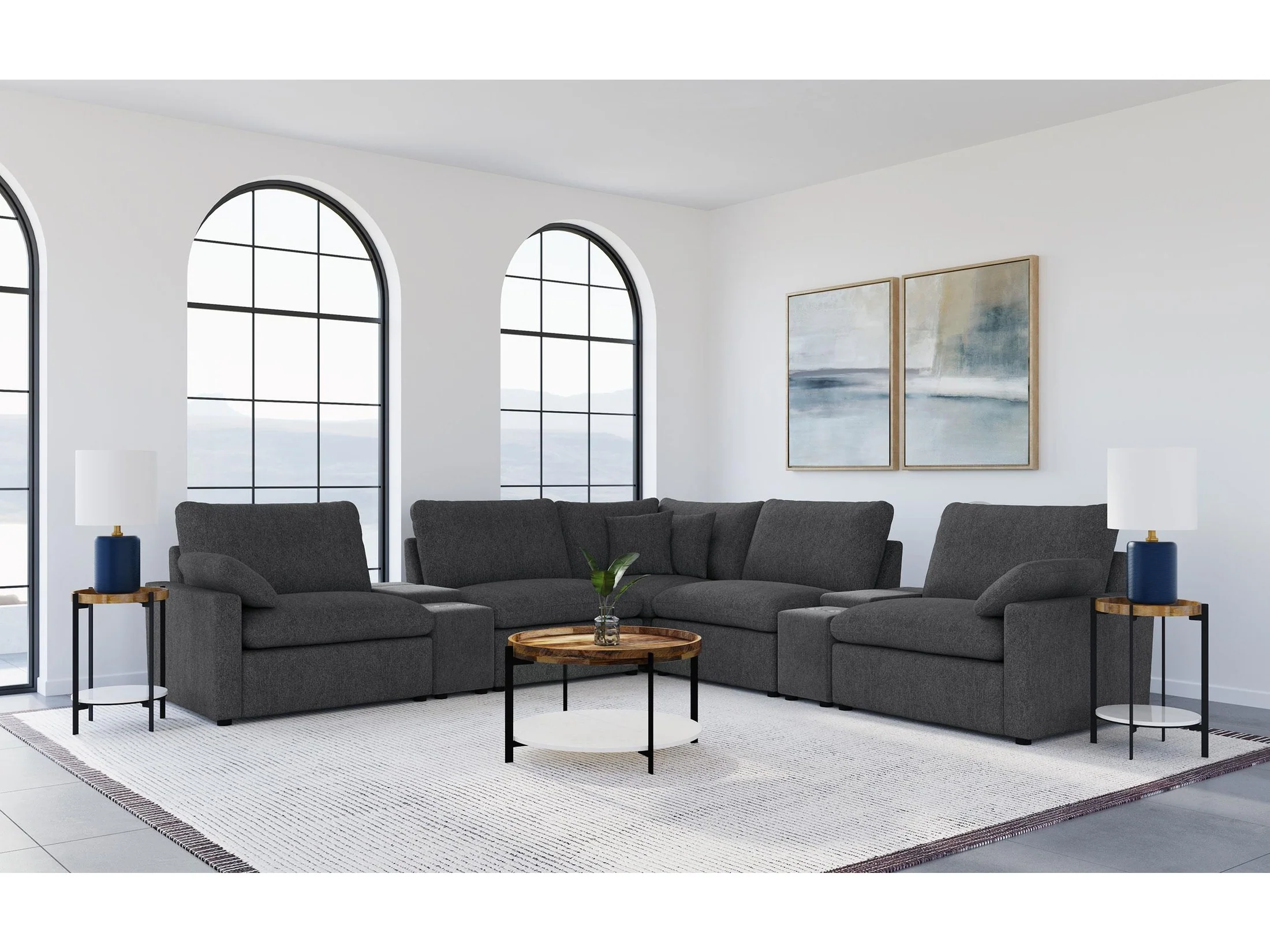 Collins Dark Grey 7-piece Modular Power Reclining Sectional