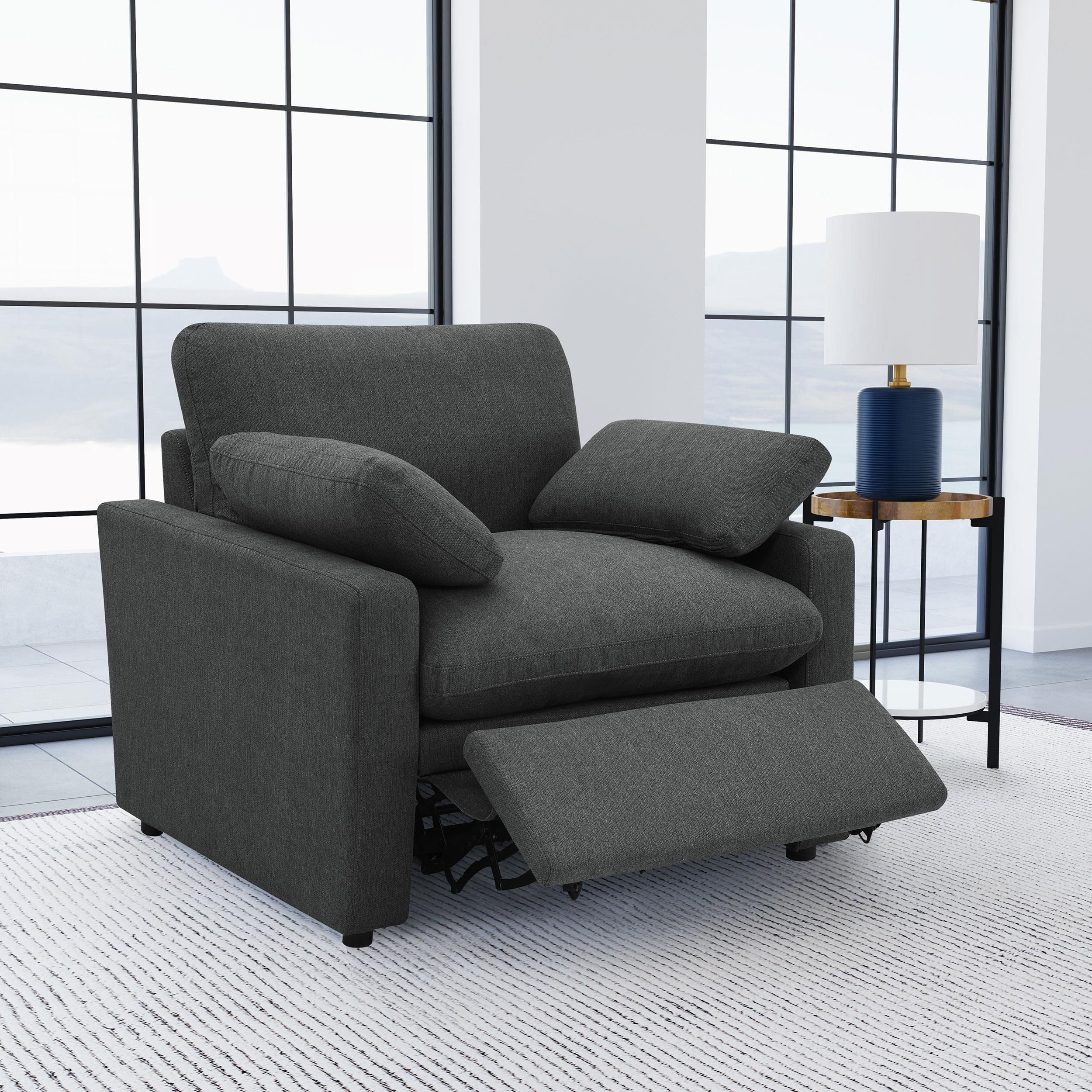 Collins Dark Grey Upholstered Power Recliner Chair - Image 2