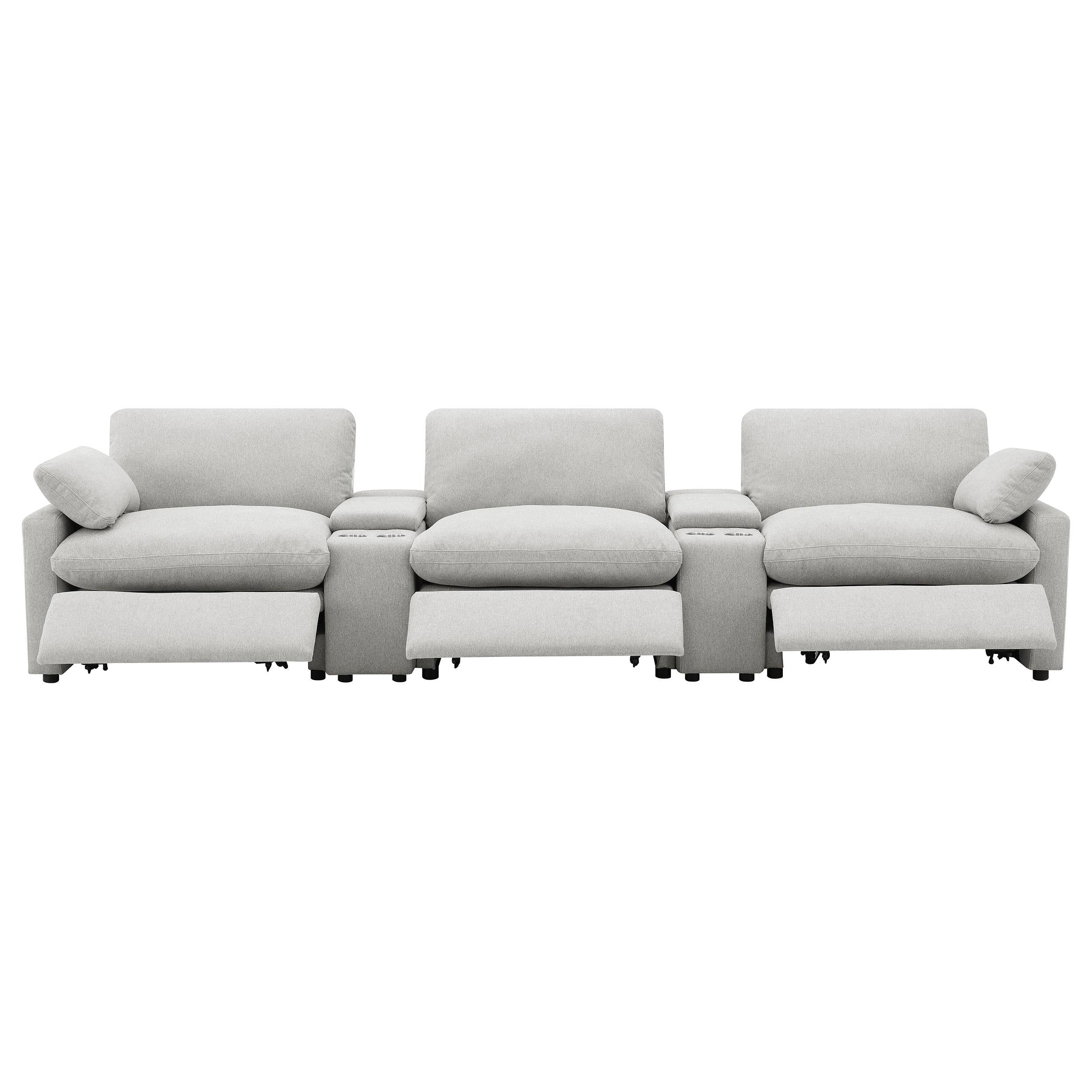 Collins Grey 5-piece Power Reclining Home Theater Seating - Image 6