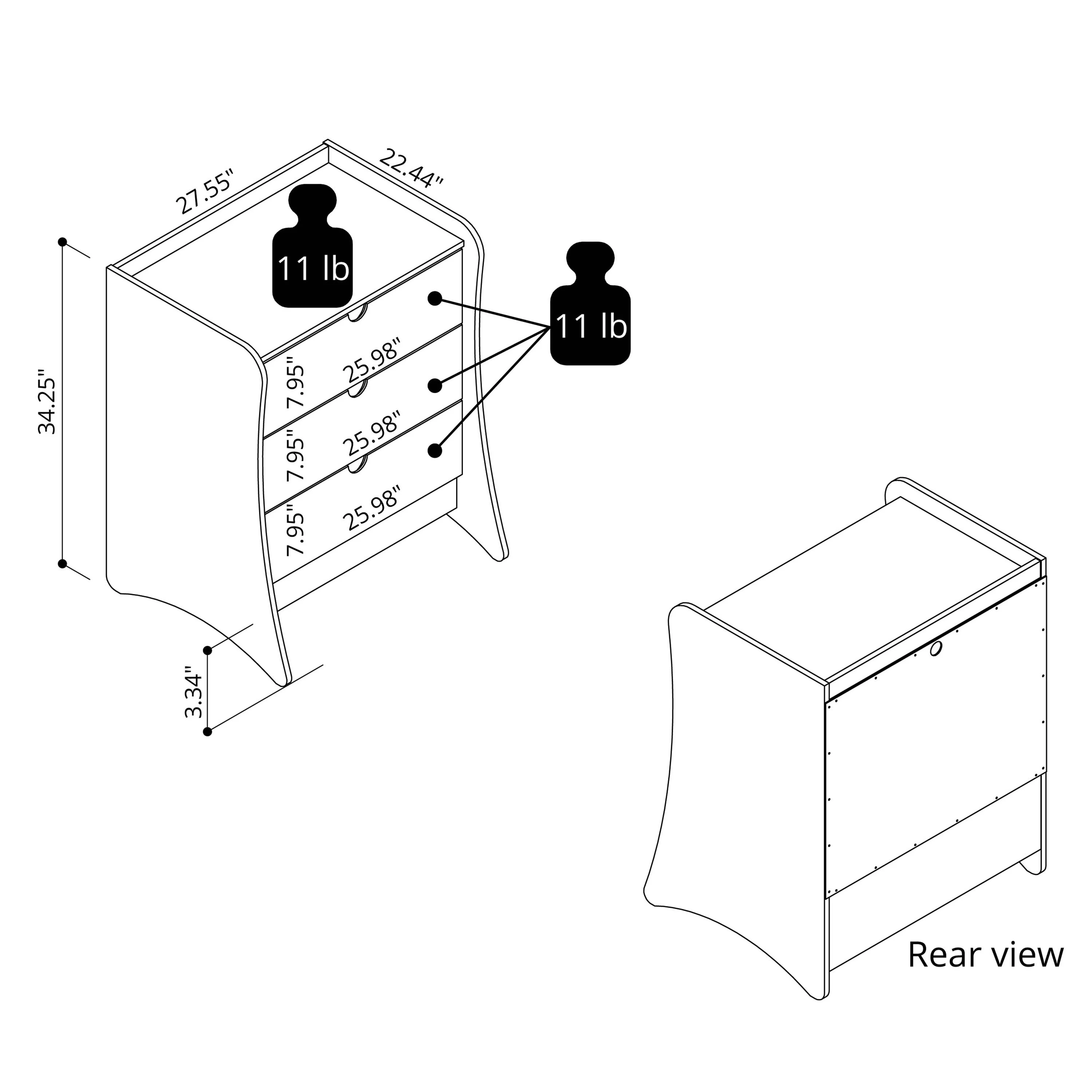 Coney 2-Piece Dresser and Nightstand in Grey - Image 3