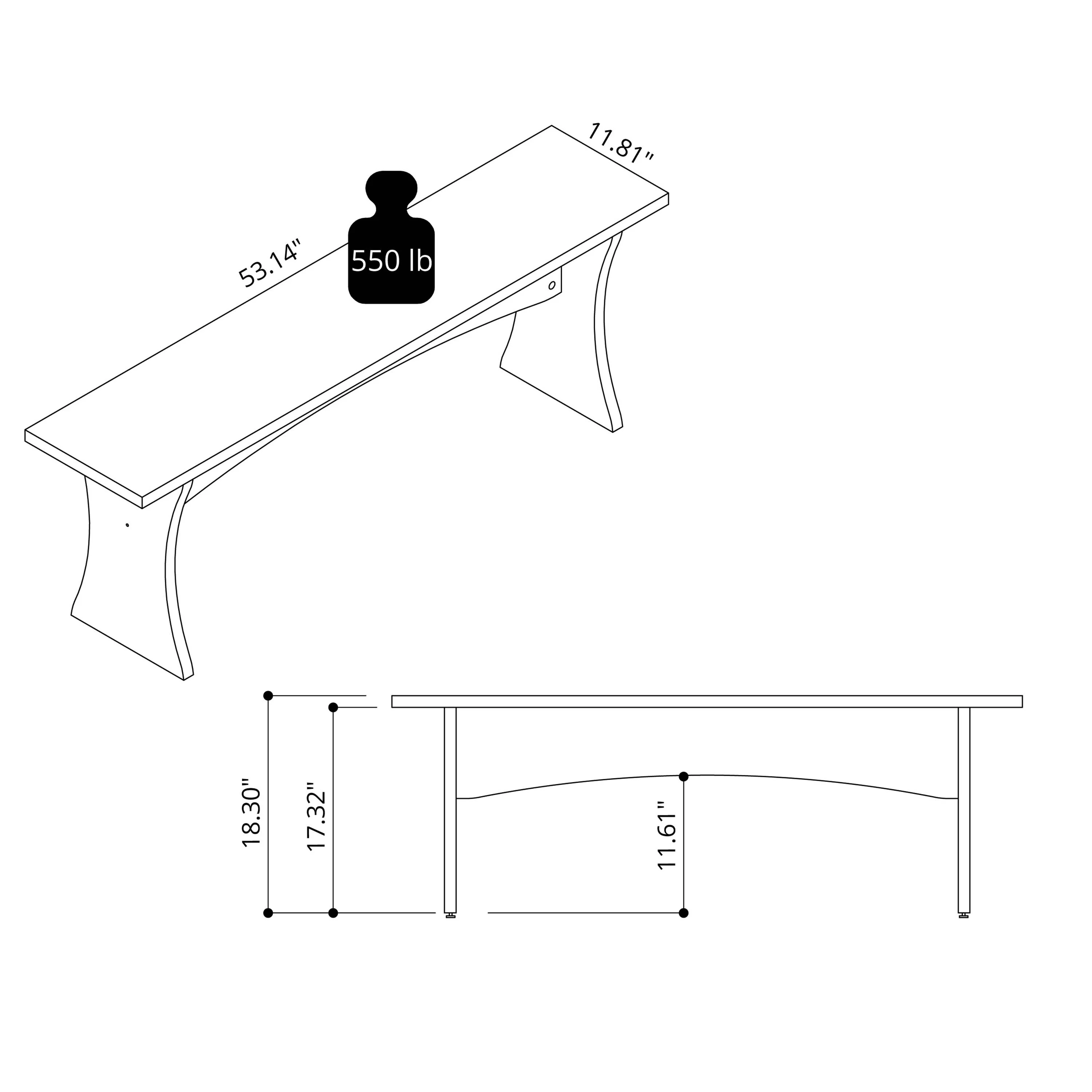 Coney Dining Bench in Gray (set of 2) - Image 3