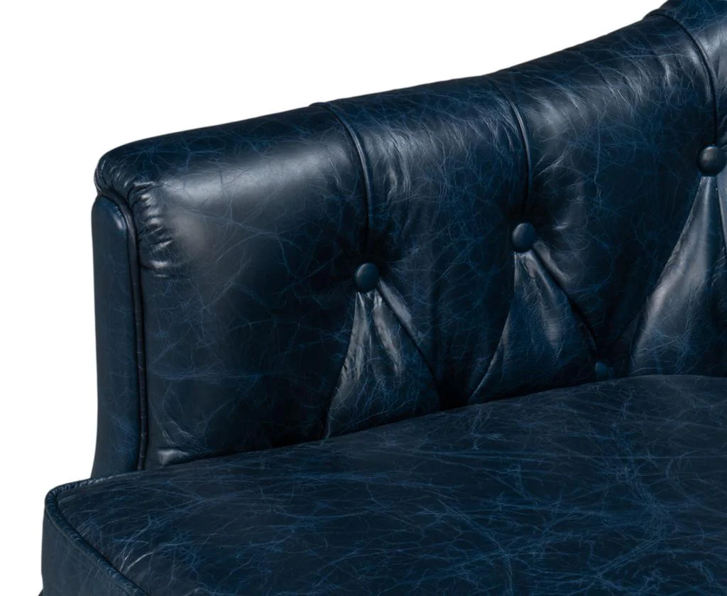 Coolidge Blue Leather Swivel Chair - Image 10