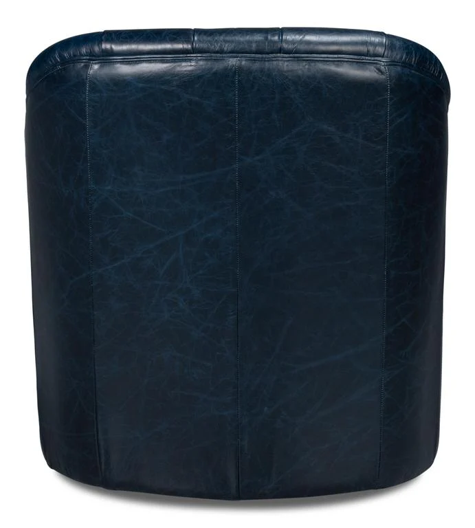 Coolidge Blue Leather Swivel Chair - Image 7
