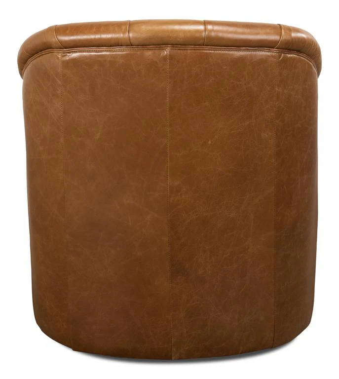 Coolidge Brown Leather Swivel Chair - Image 5