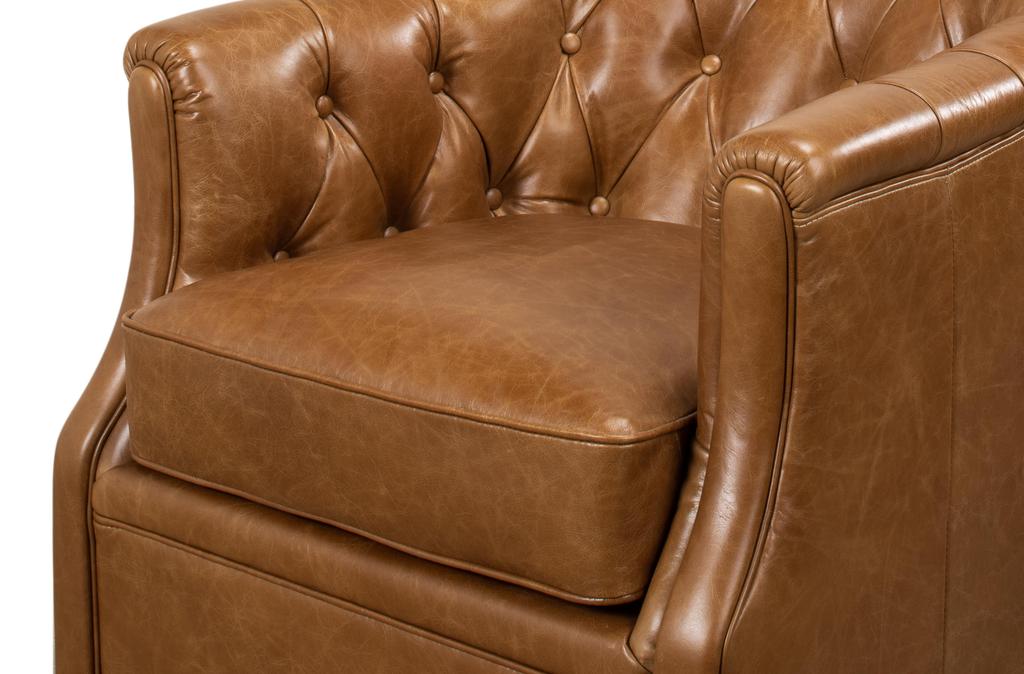 Coolidge Brown Leather Swivel Chair - Image 7