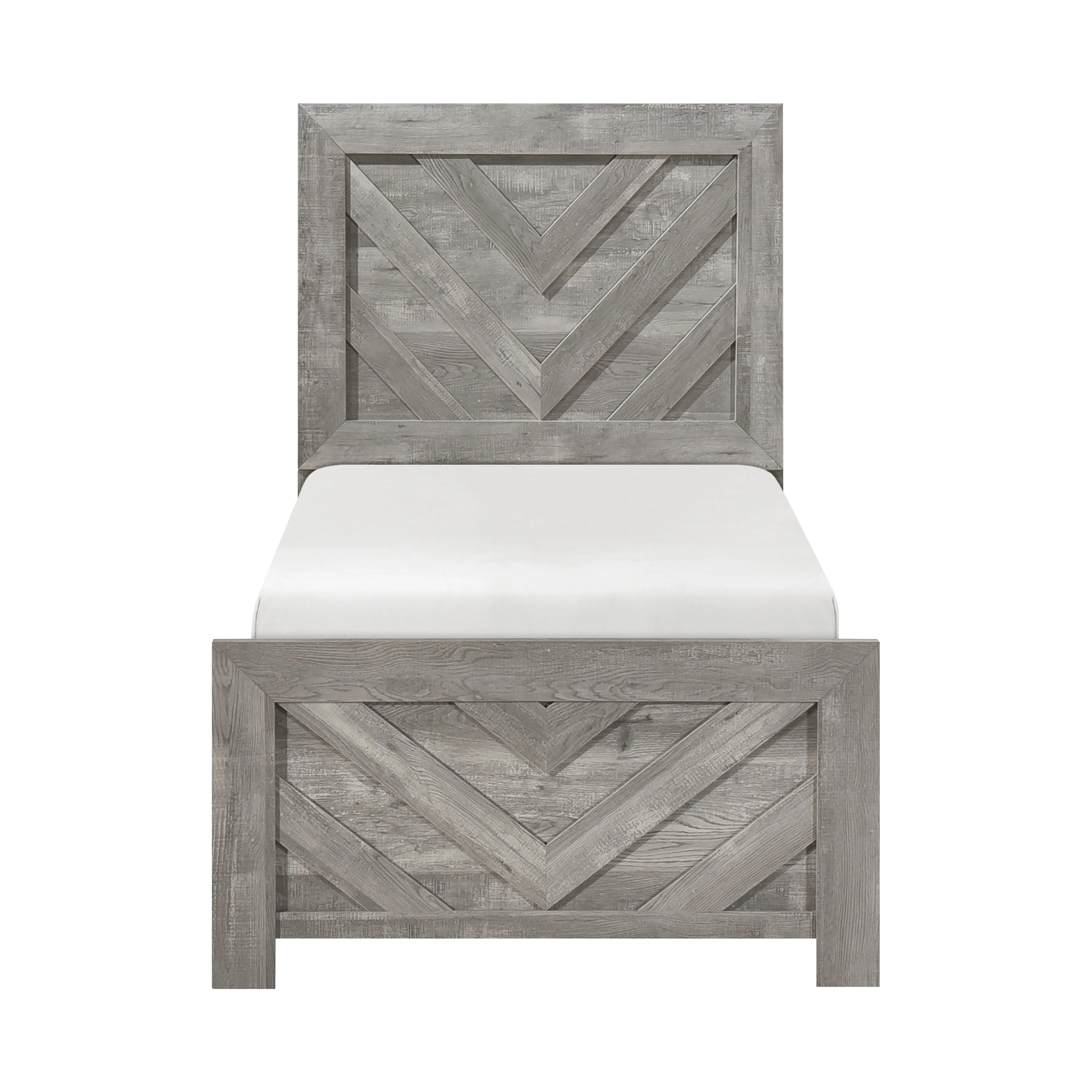Corbin Gray 4-Piece Twin Bedroom Set (V-Pattern) - Image 2