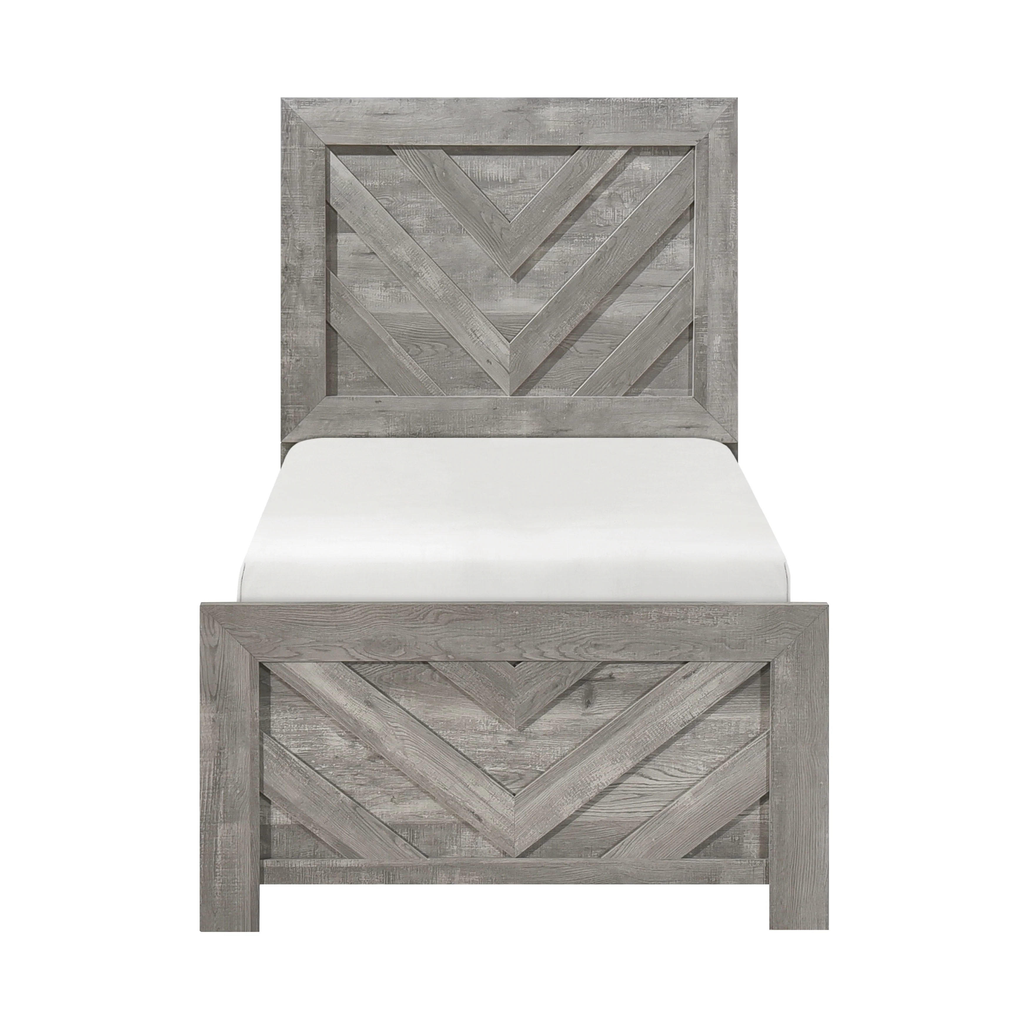 Corbin Gray 5-Piece Twin Bedroom Set (V-Pattern) - Image 2
