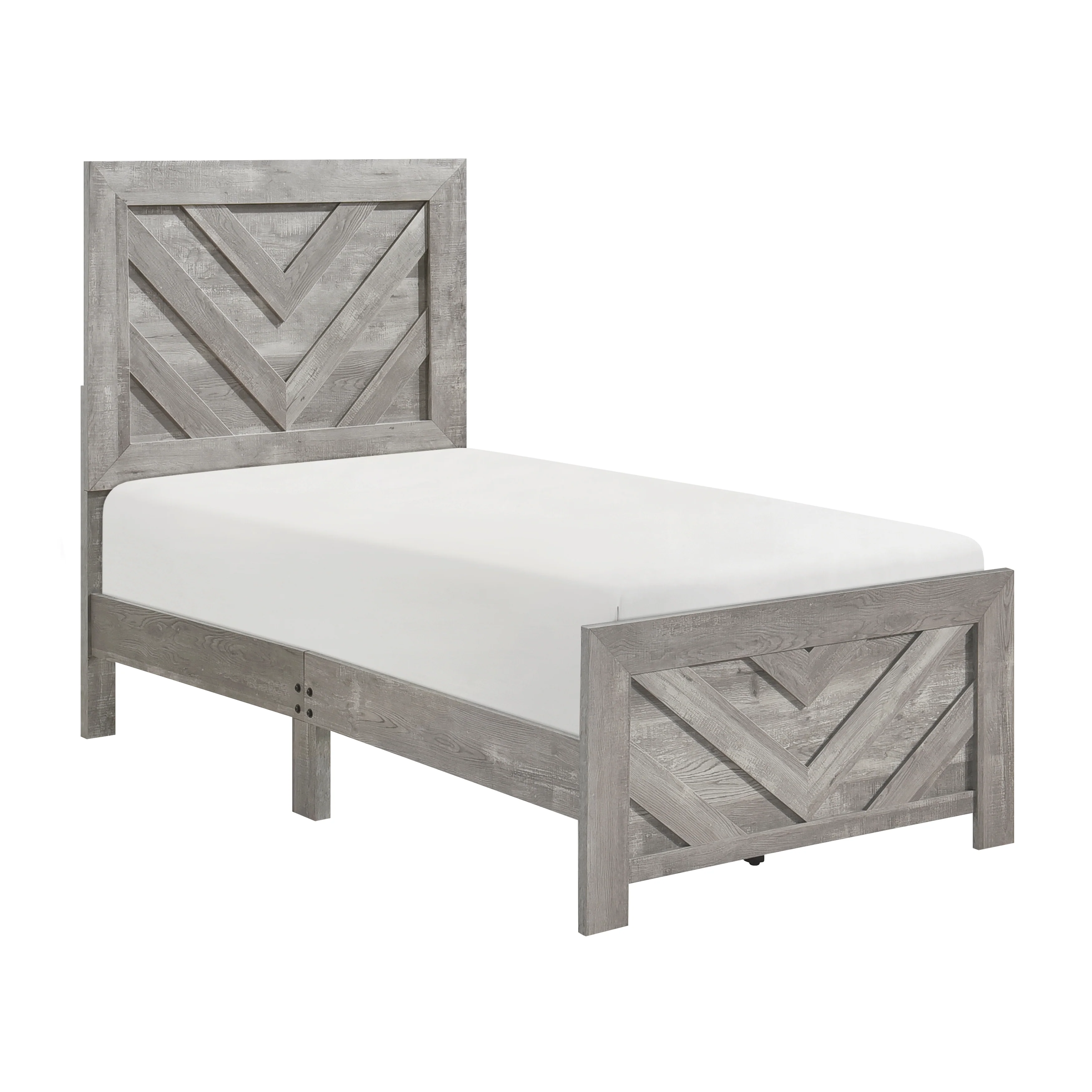 Corbin Gray 5-Piece Twin Bedroom Set (V-Pattern) - Image 4