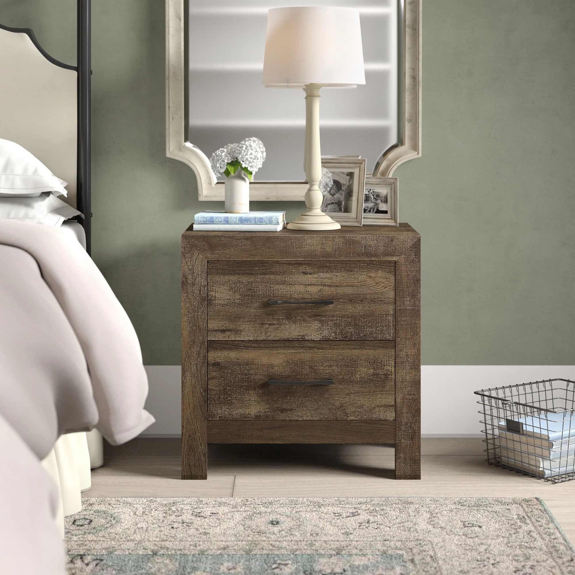 Corbin Rustic Brown 4-Piece Twin Bedroom Set (V-Pattern) - Image 6