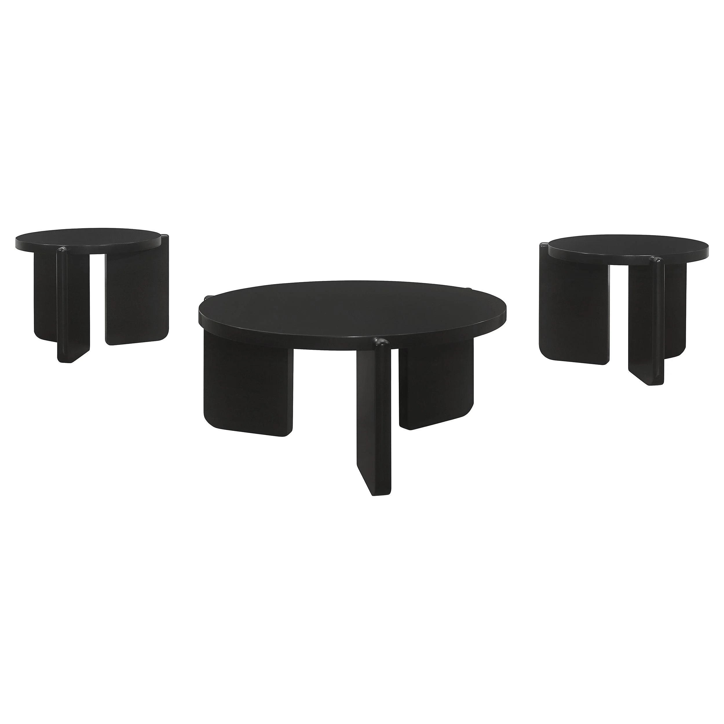 Cordova Black 3-piece Solid Wood Coffee and End Table Set - Image 2