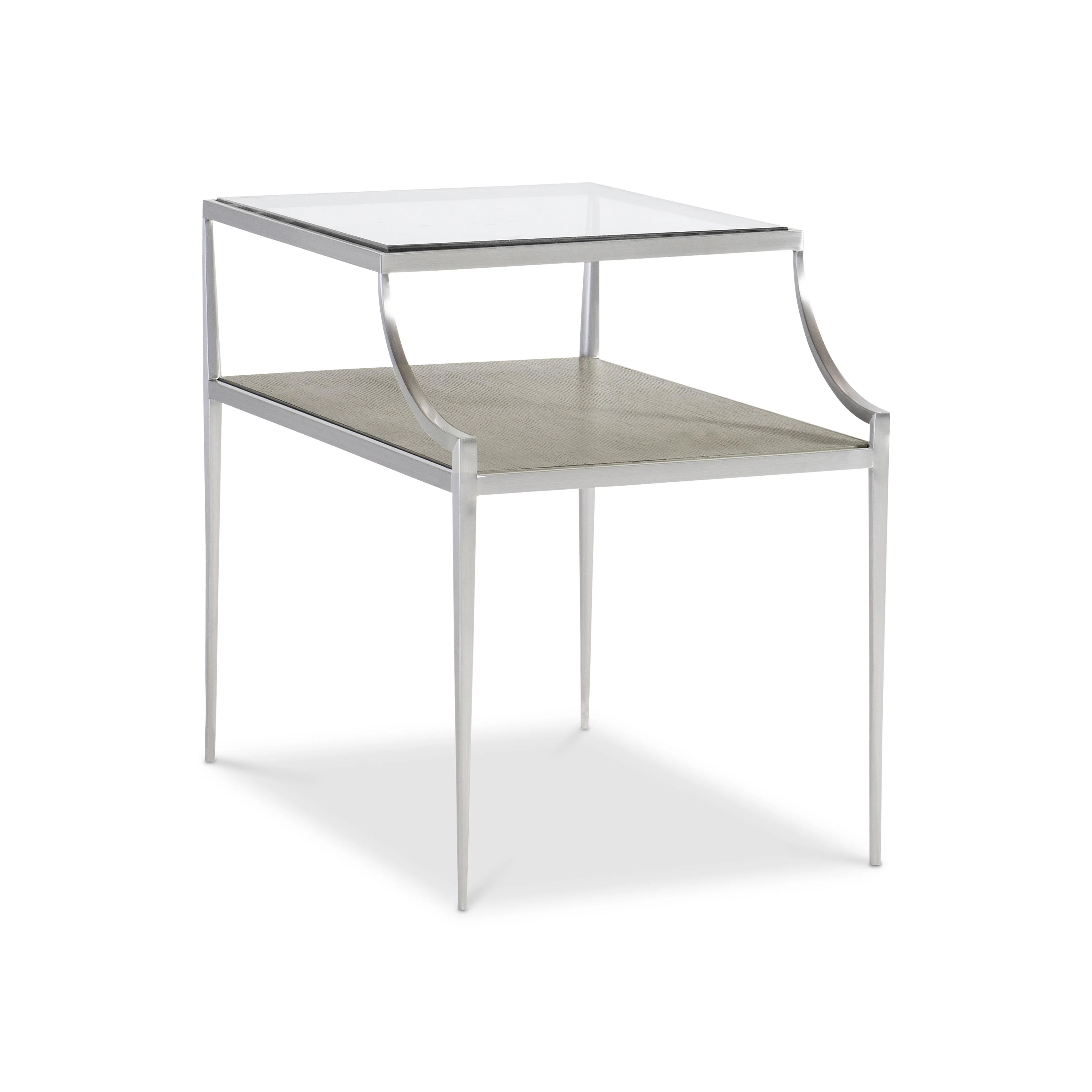 Cornelia Brushed Stainless Steel/Nebbia Rectangular Side Table - Image 4