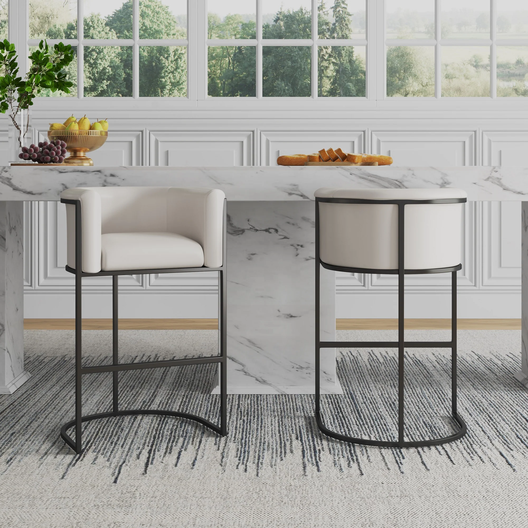 Cosmopolitan Barstool in Cream and Black (set of 2) - Image 2