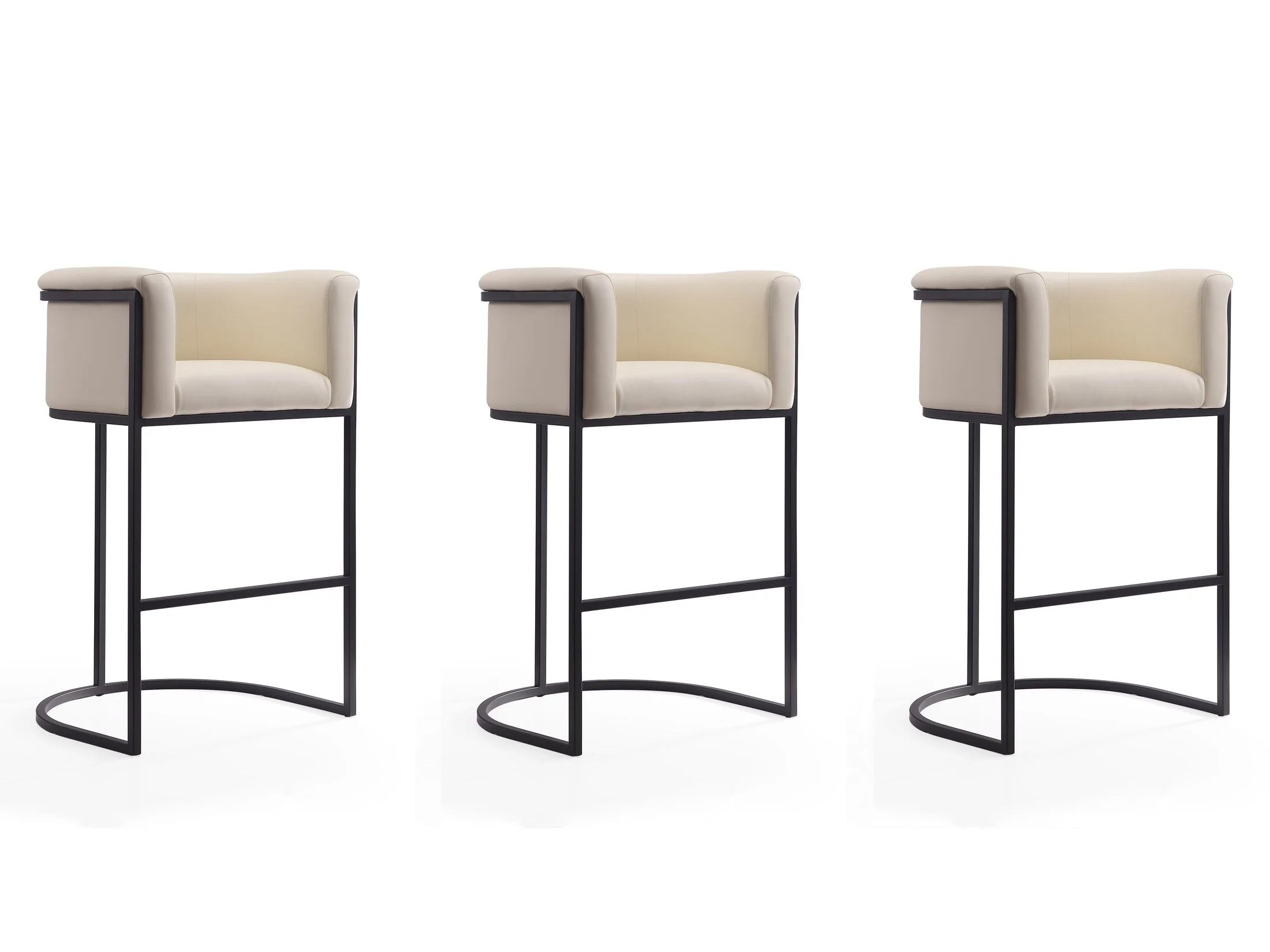 Cosmopolitan Barstool in Cream and Black (set of 3)