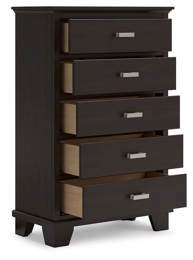 Covetown Dark Brown Full Panel Bedroom Set with Chest and Nightstand (Online Special Price) - Image 4