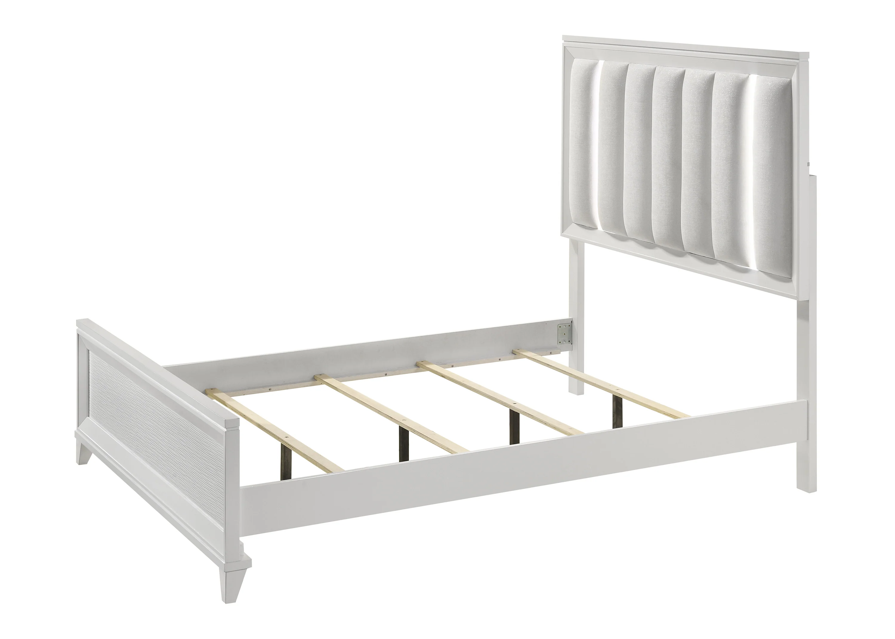 Cressida White Queen Upholstered LED Panel Bed - Image 2