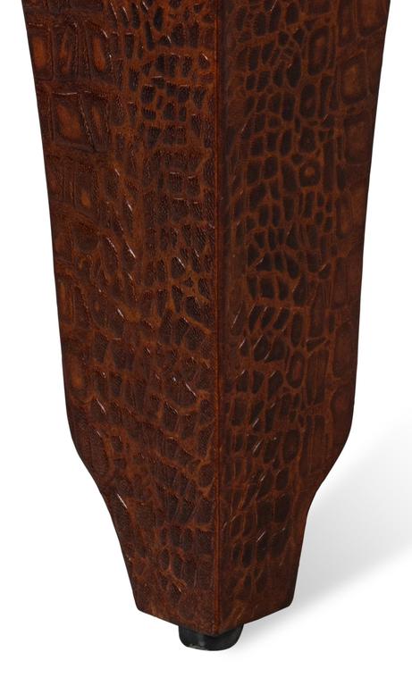 Croco Embossed Brown Leather Stool - Image 4