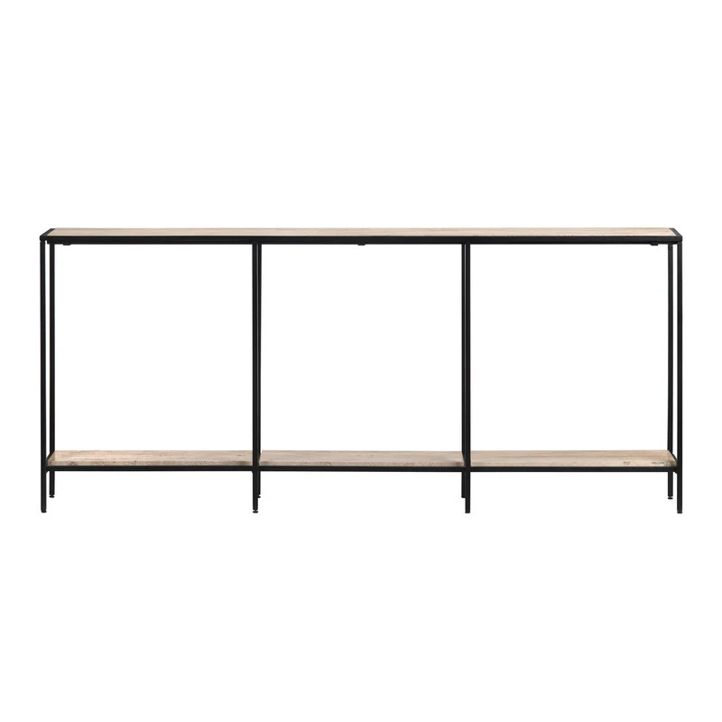 Crosby Brown/Black Travertine Console Table - Image 4