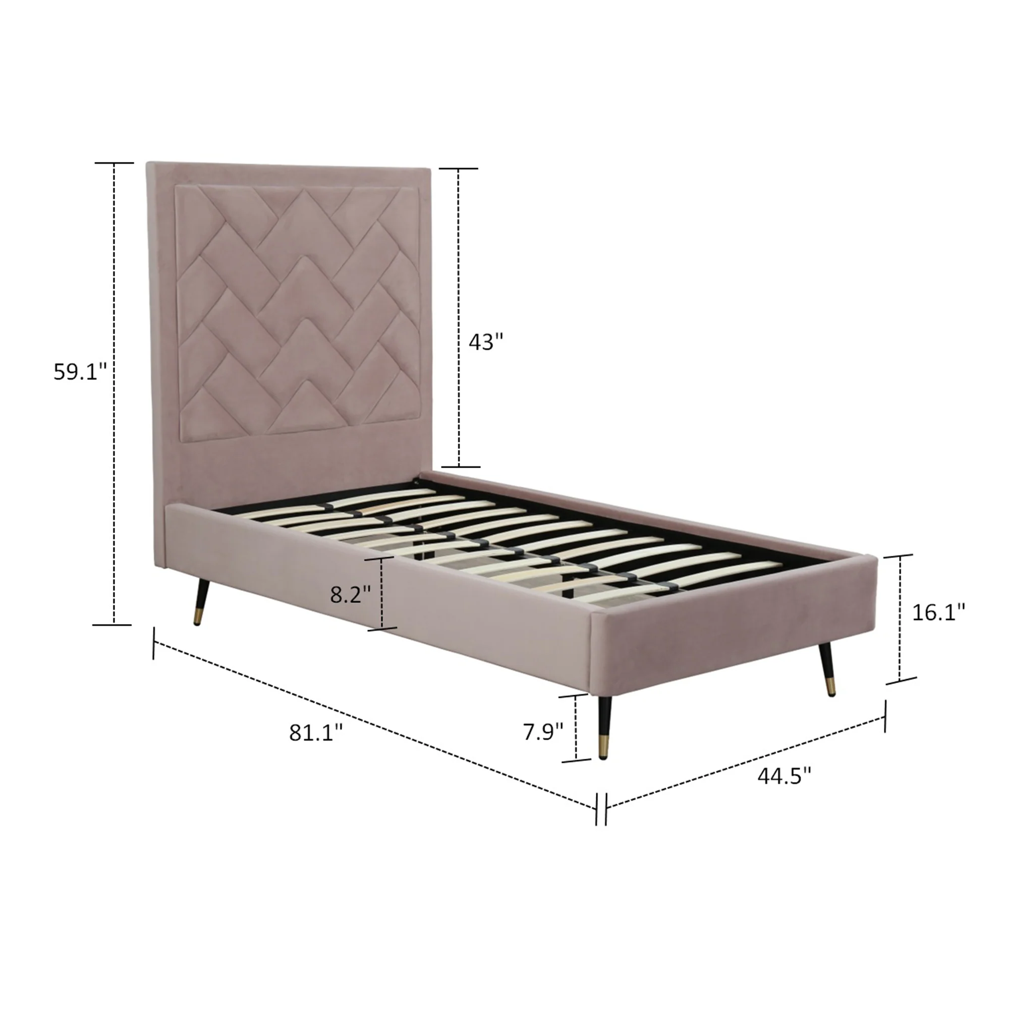 Crosby Twin-Size Bed in Blush - Image 3