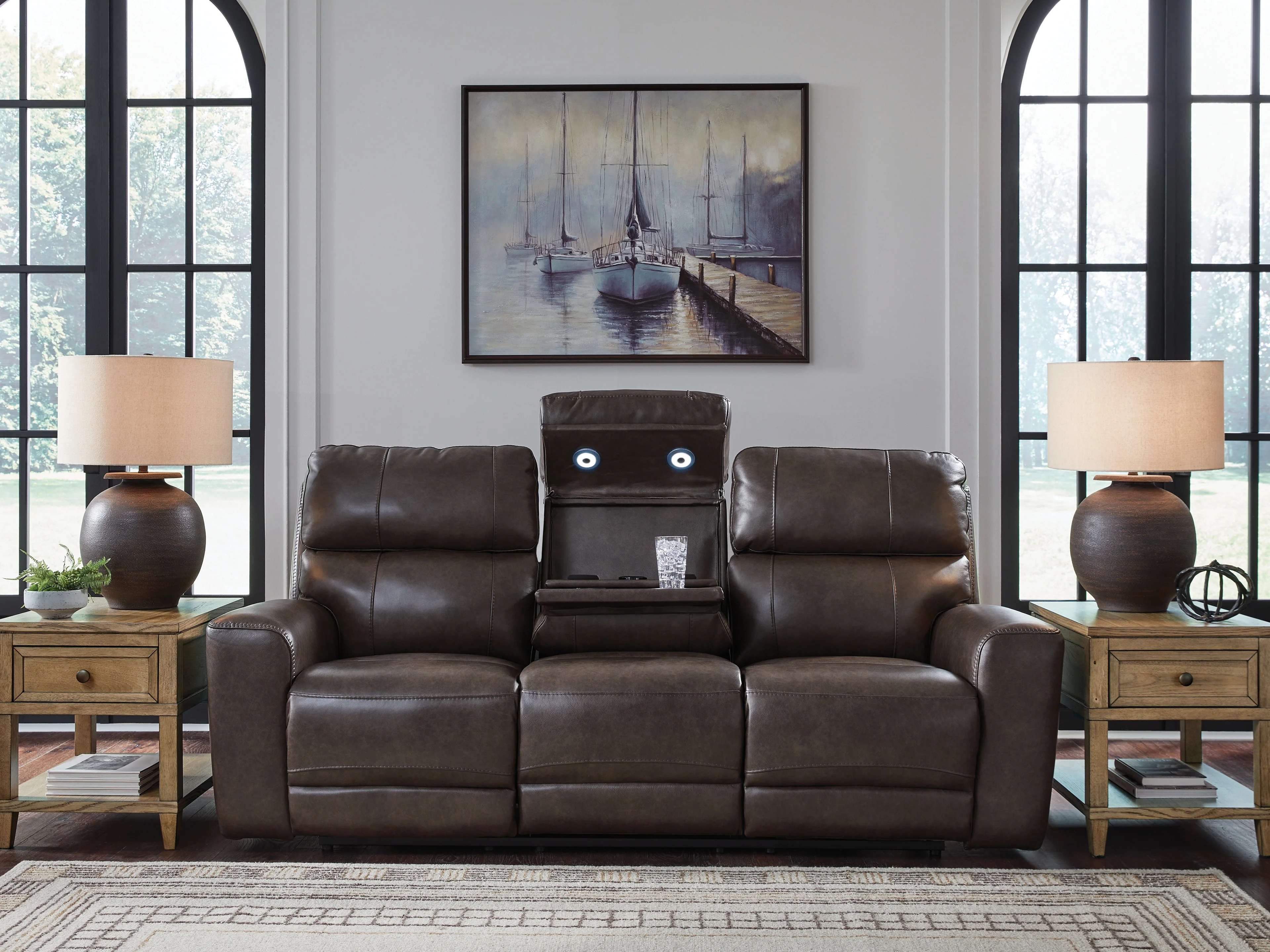 Crossplex Smoke Power Reclining Sofa with ADJ Headrest - Image 2