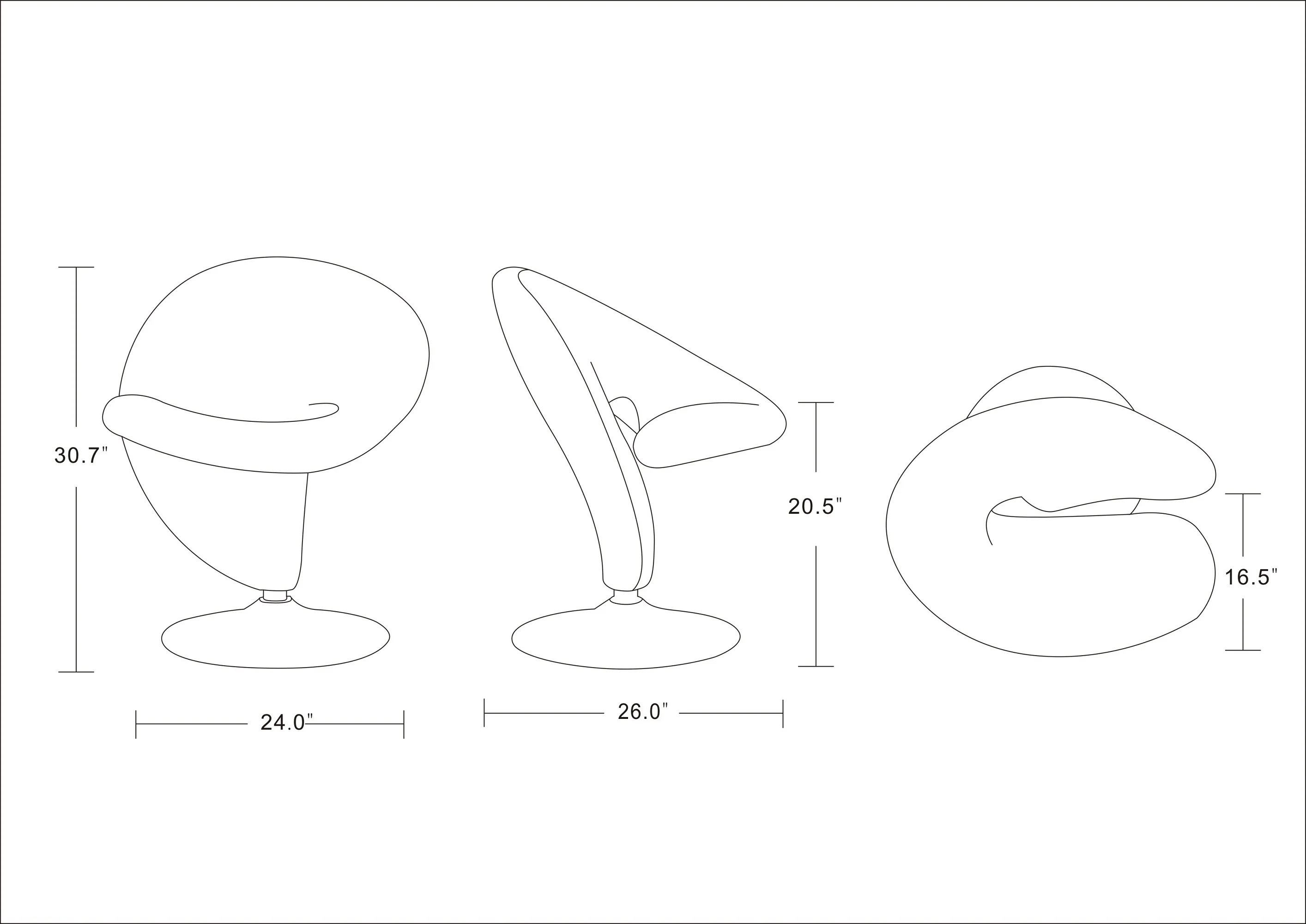 Curl Swivel Accent Chair in Cream and Polished Chrome - Image 3