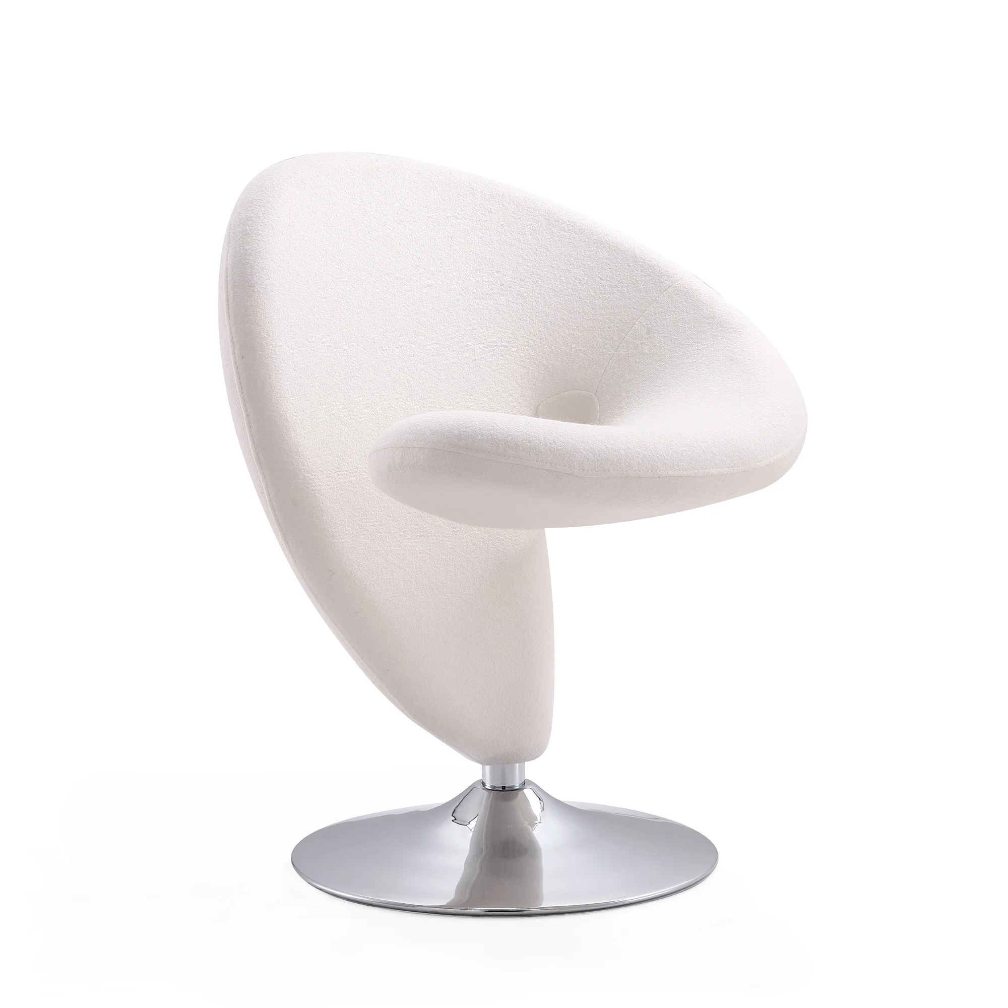Curl Swivel Accent Chair in Cream and Polished Chrome (set of 2) - Image 3
