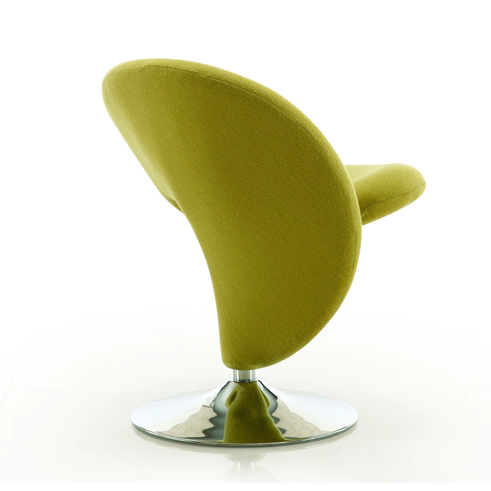 Curl Swivel Accent Chair in Green and Polished Chrome - Image 5