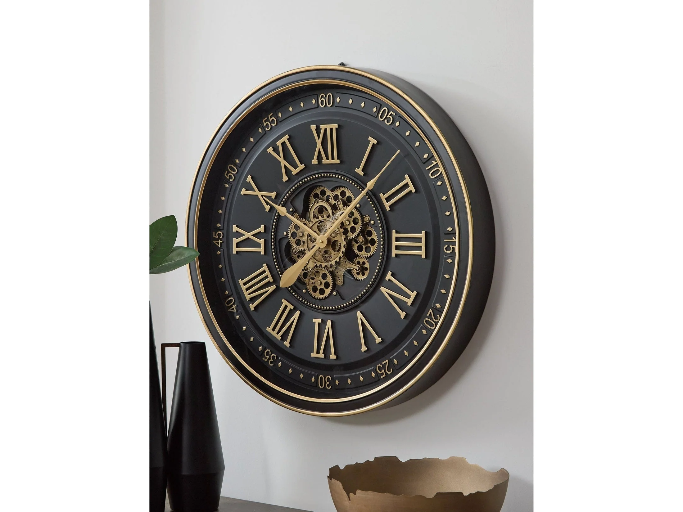 Dairton Black/Gold Finish Wall Clock (Online Special Price)
