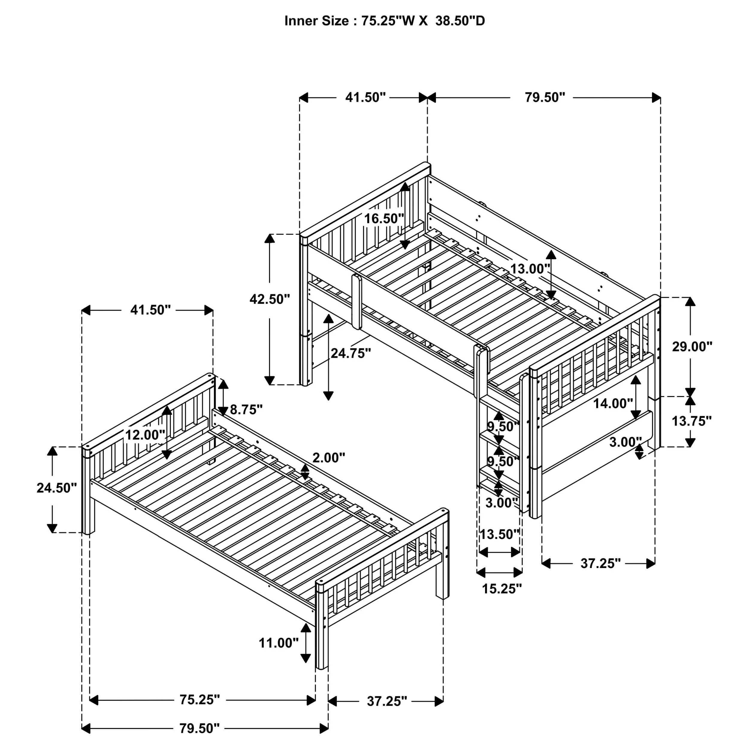 Dakota Natural Wood Twin Over Twin Bunk Bed - Image 13