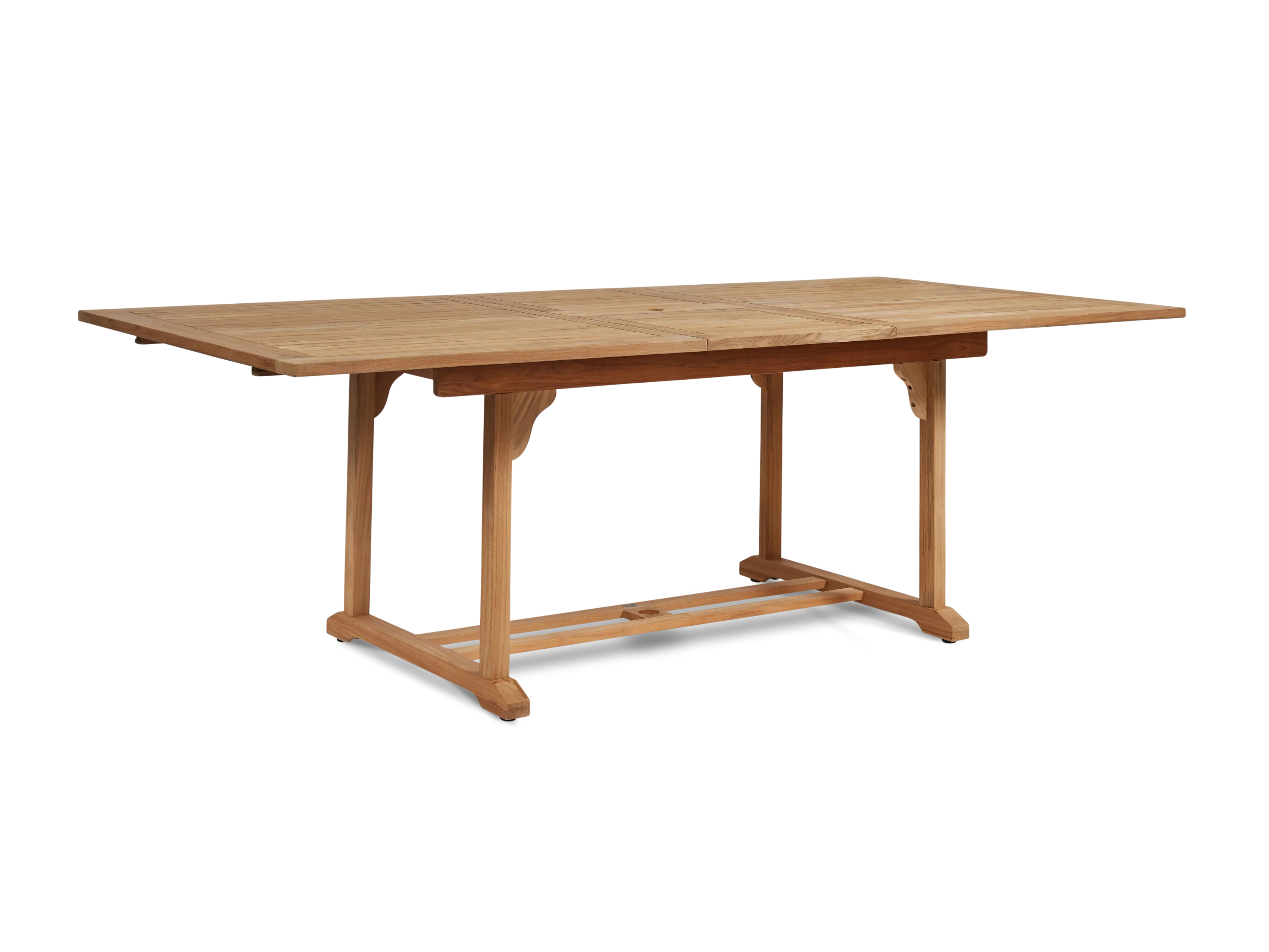 Dalton Rectangular Teak Outdoor Dining Table with Built-In Extension and Umbrella Hole - Image 3