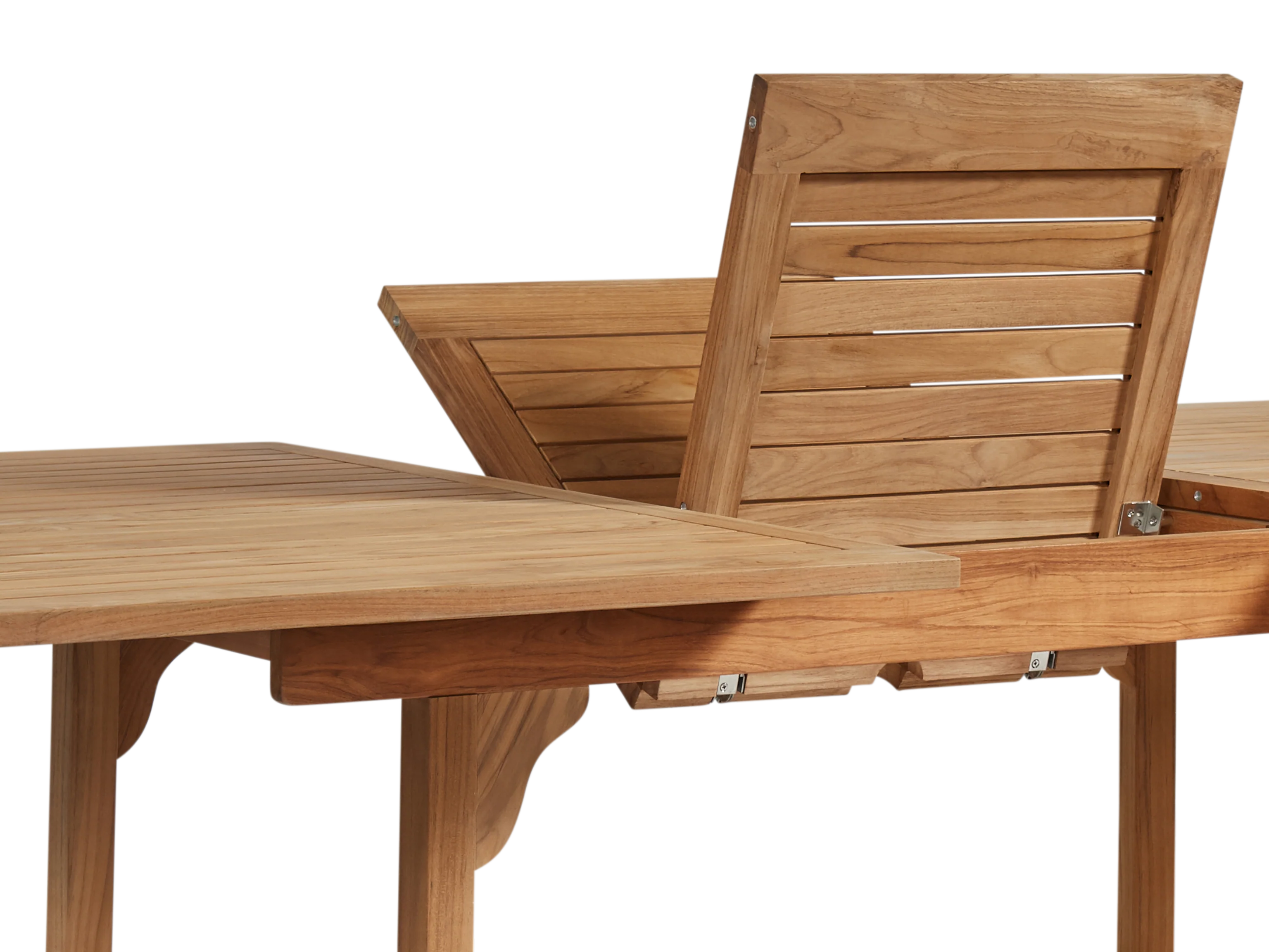 Dalton Rectangular Teak Outdoor Dining Table with Built-In Extension and Umbrella Hole - Image 4