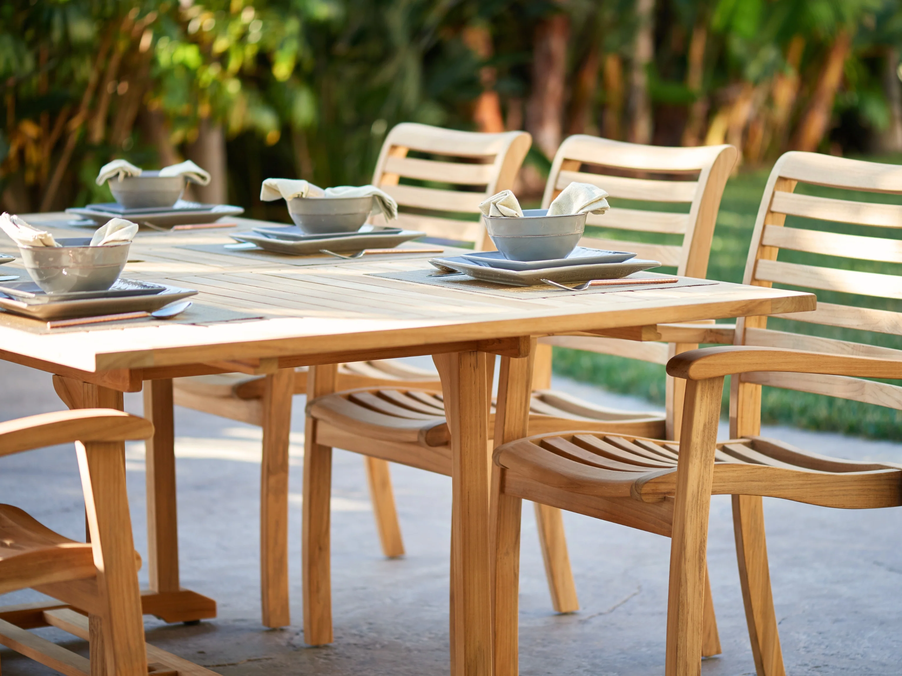 Dalton Rectangular Teak Outdoor Dining Table with Built-In Extension and Umbrella Hole - Image 8