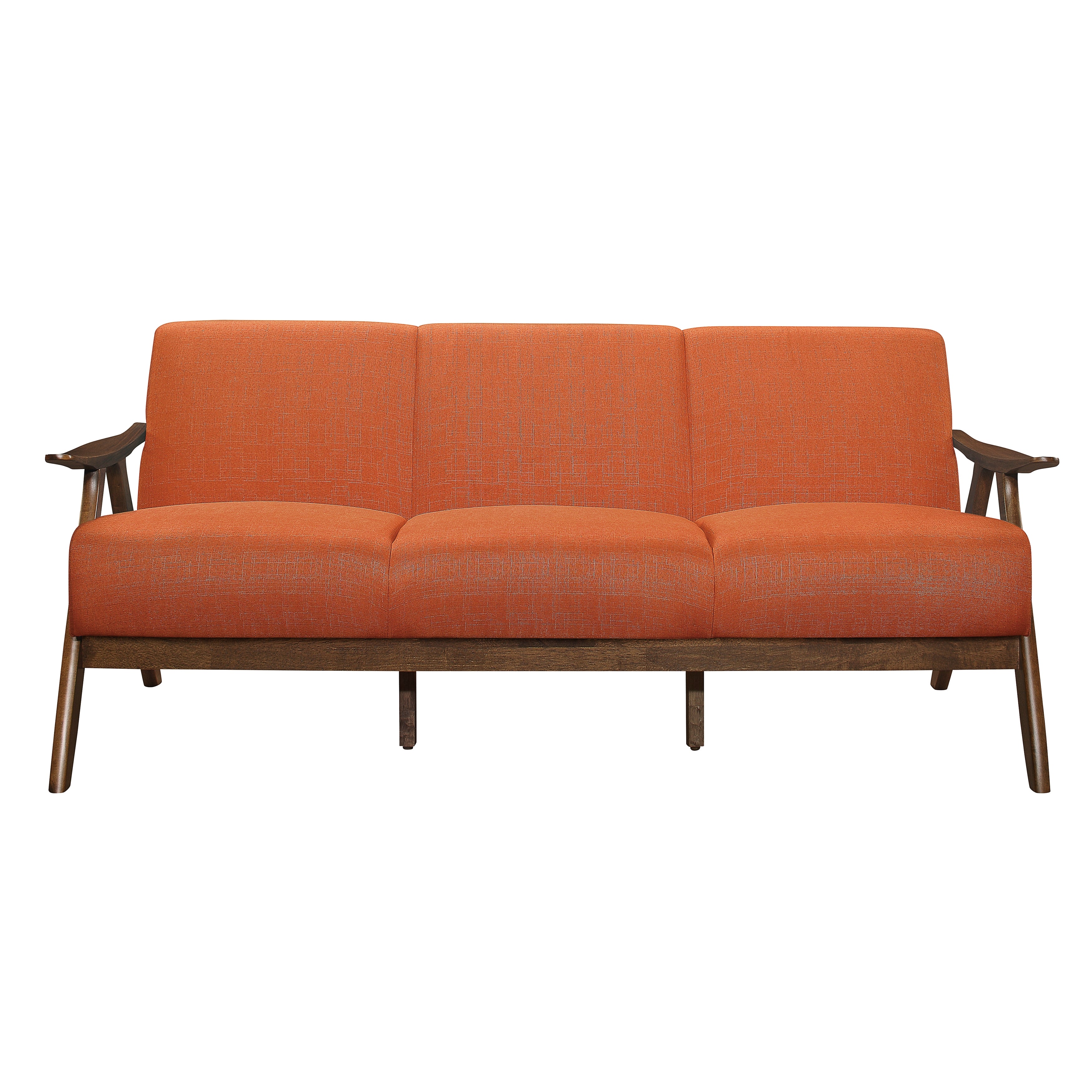 Damala Walnut / Orange Sofa & Loveseat - Image 2