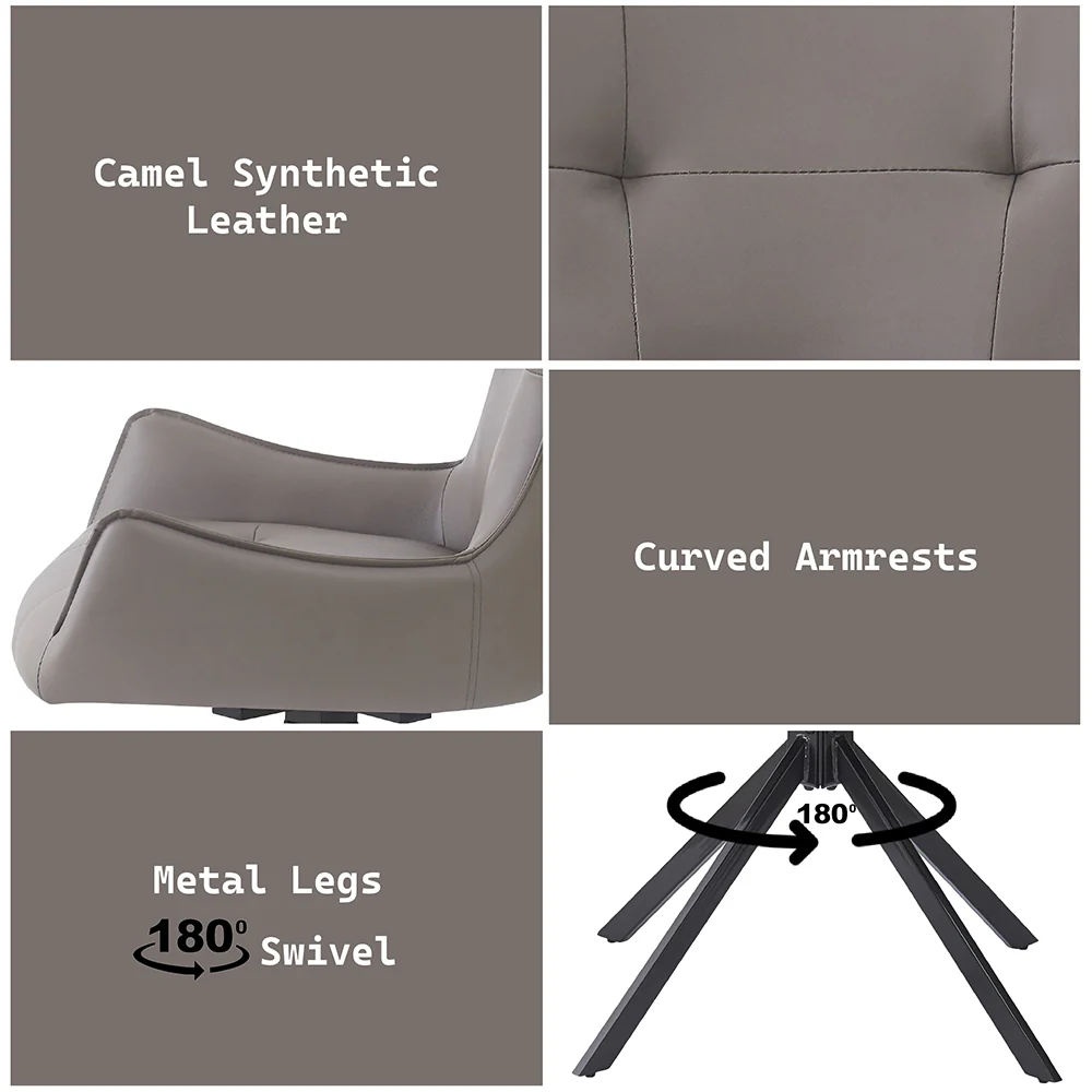 Damita Camel/Black Swivel Side Chair (Set of 2) - Image 8