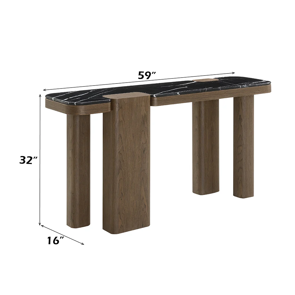 Dana Faux Marble Top/Black/Dark Walnut Console Table - Image 5