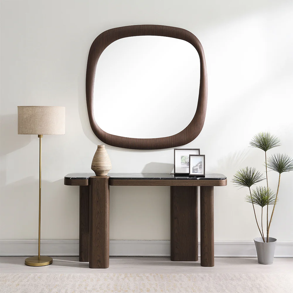 Dana Faux Marble Top/Black/Dark Walnut Console Table - Image 7