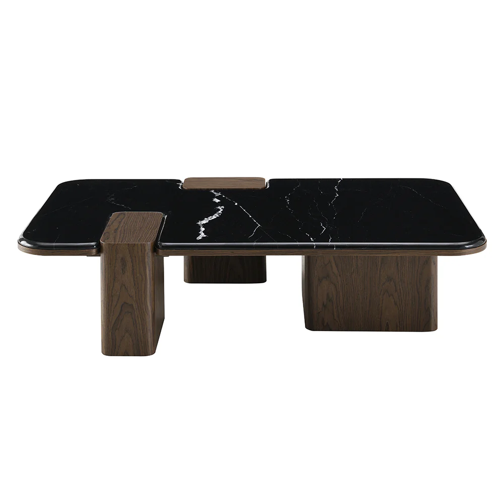 Dana Natural Marble Top/Dark Walnut Coffee Table - Image 3