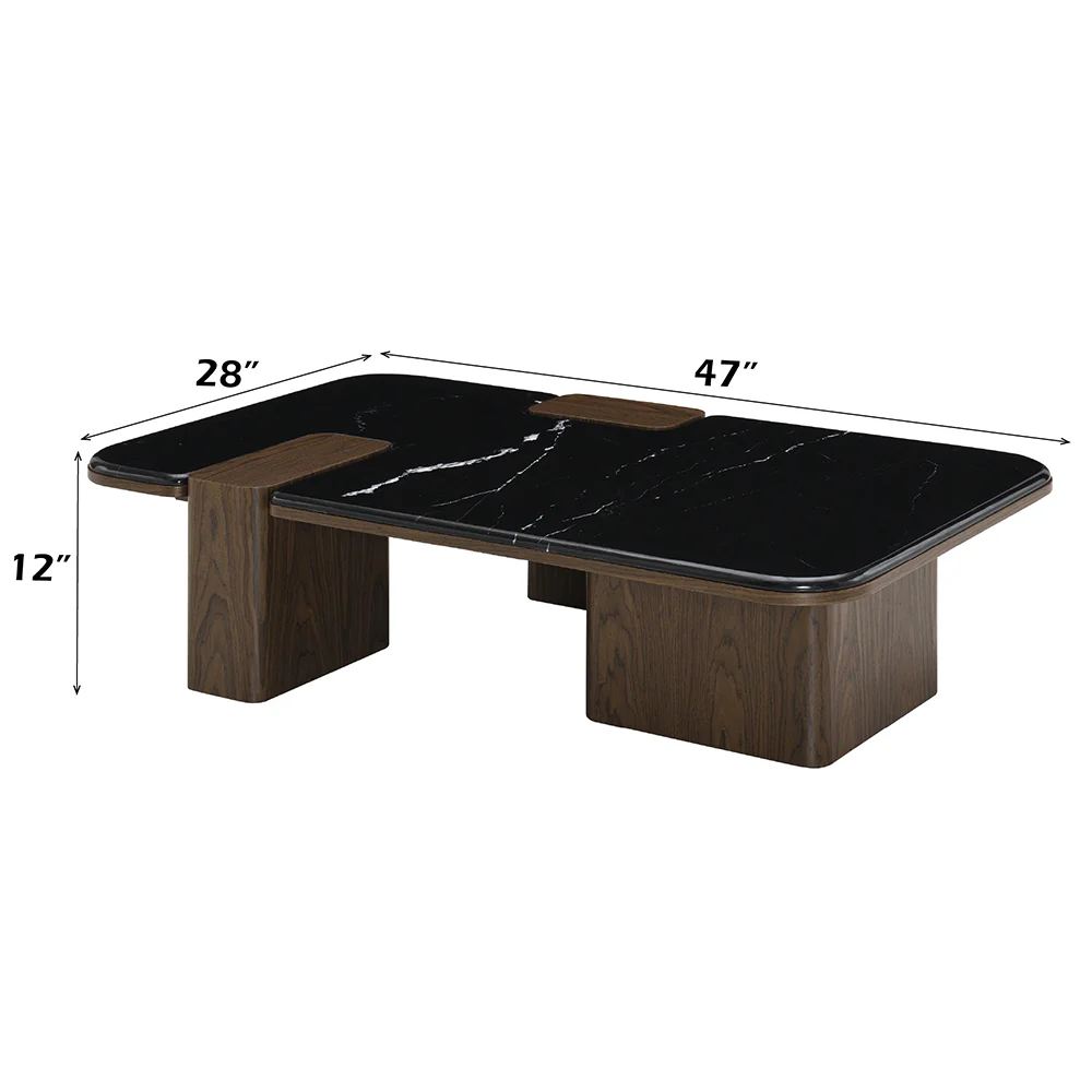 Dana Natural Marble Top/Dark Walnut Coffee Table - Image 5